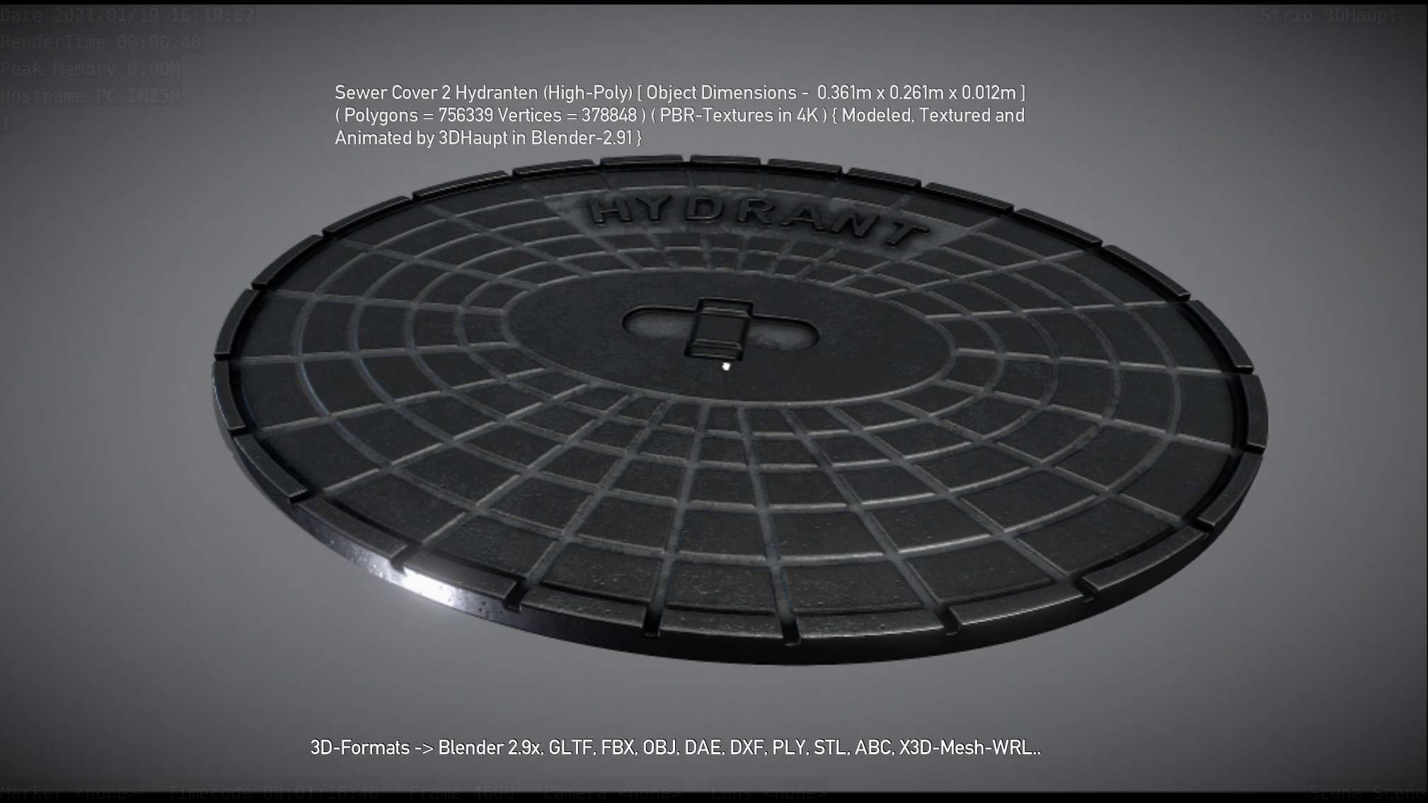 Sewer Cover 2 Hydranten High-Poly 3D model_129