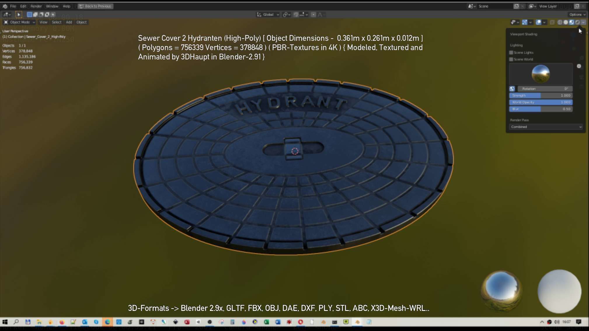 Sewer Cover 2 Hydranten High-Poly 3D model_25