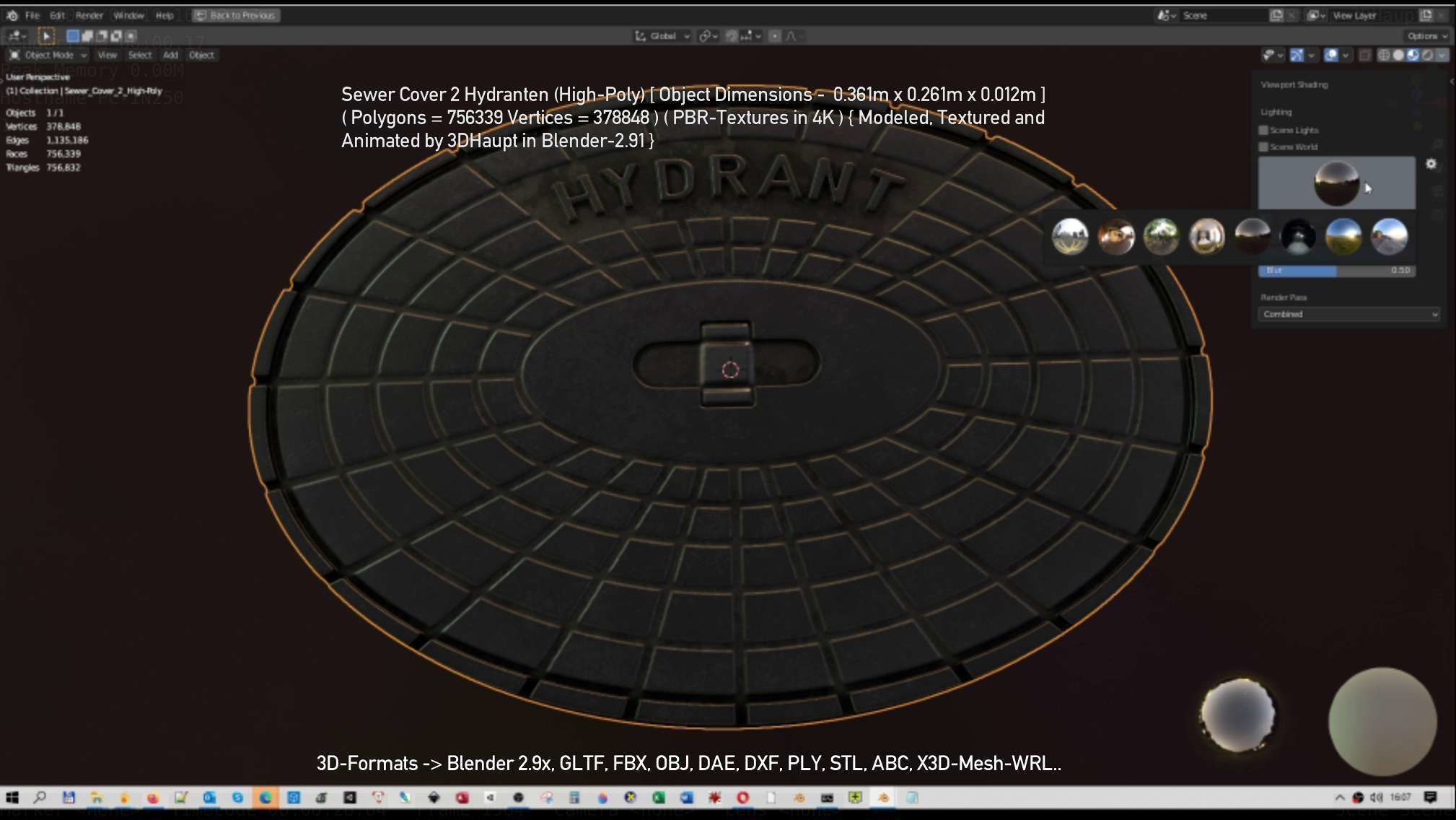 Sewer Cover 2 Hydranten High-Poly 3D model_89