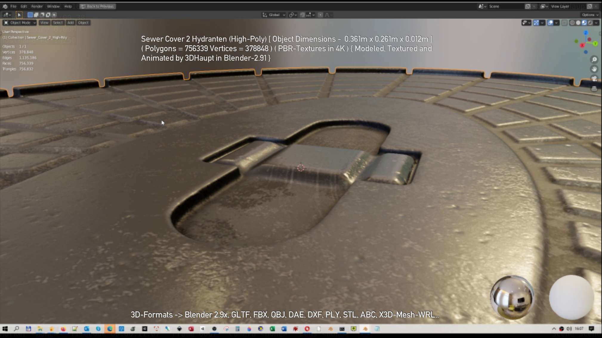 Sewer Cover 2 Hydranten High-Poly 3D model_16