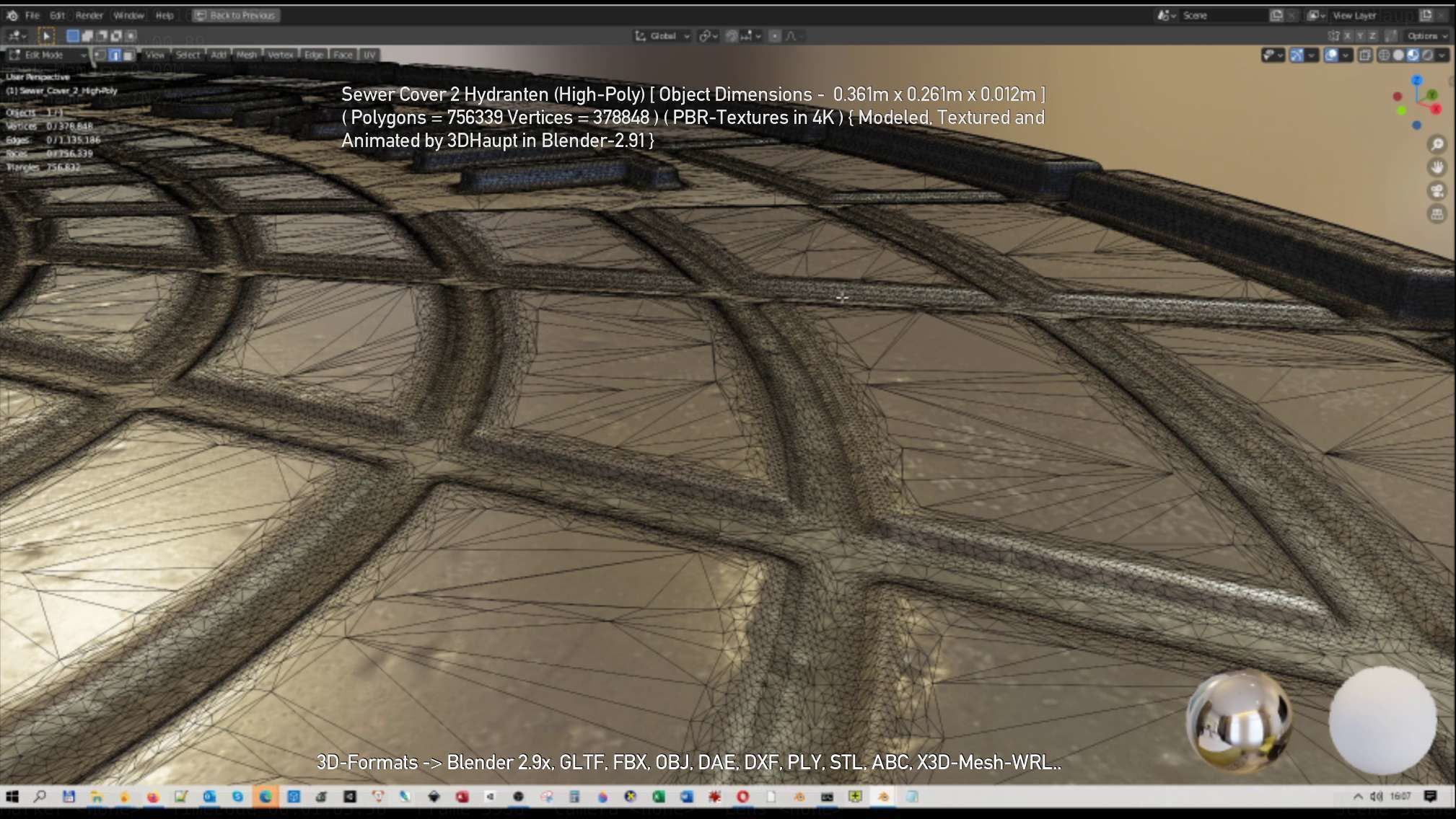 Sewer Cover 2 Hydranten High-Poly 3D model_64