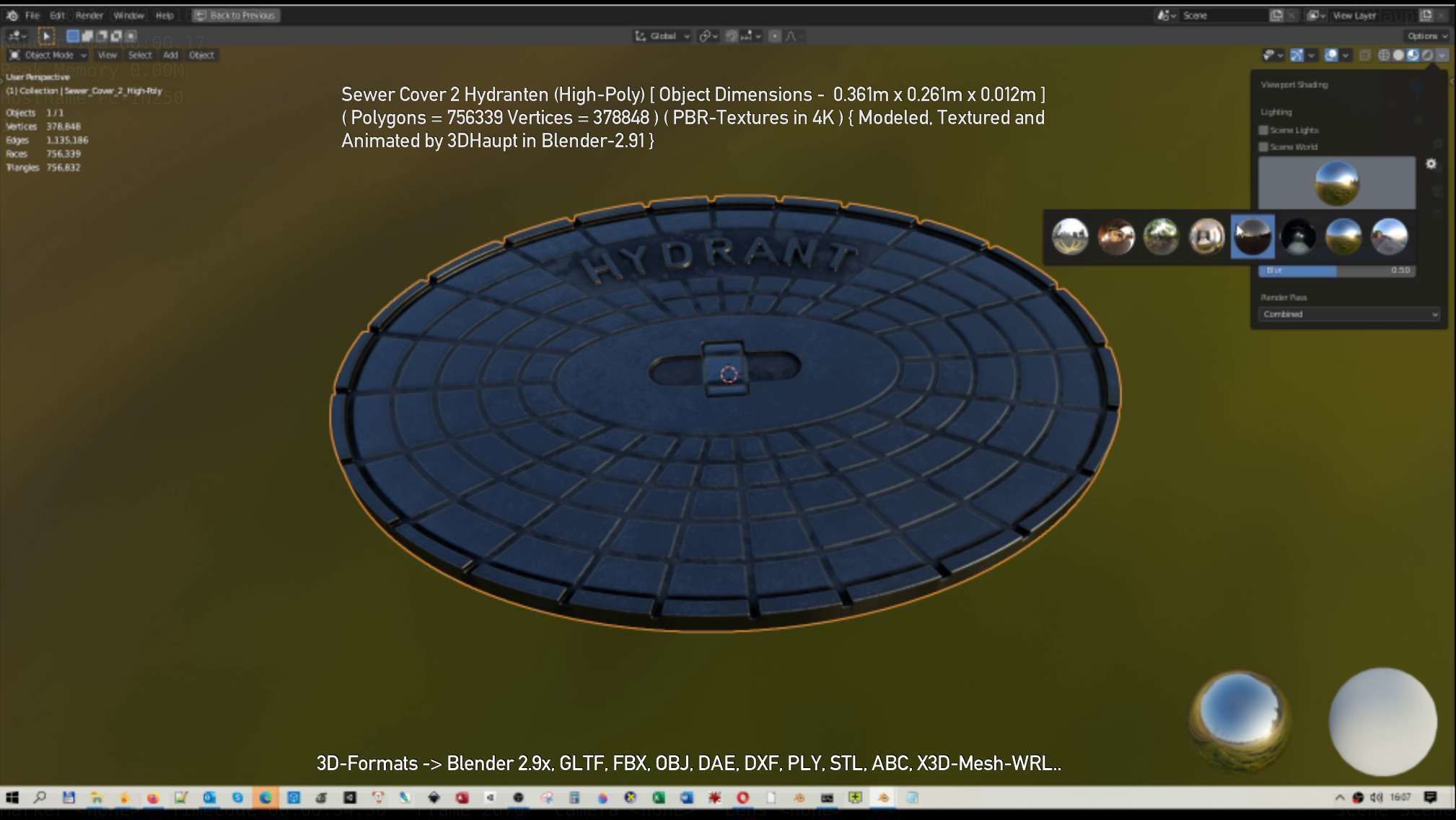 Sewer Cover 2 Hydranten High-Poly 3D model_121