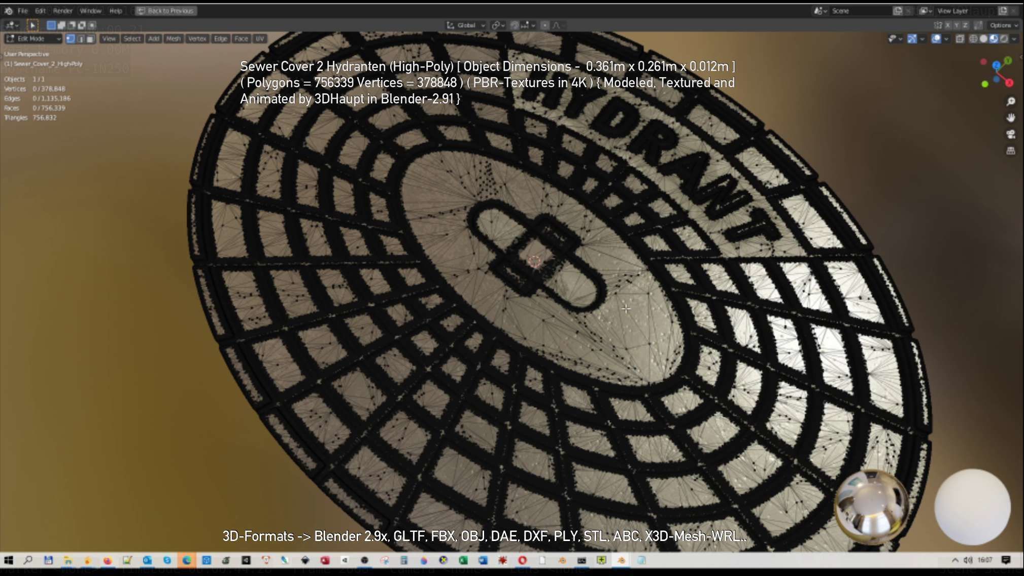 Sewer Cover 2 Hydranten High-Poly 3D model_55