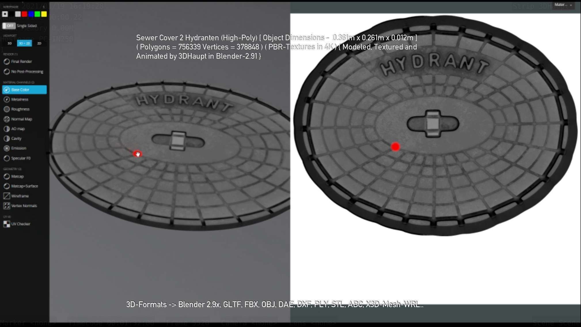 Sewer Cover 2 Hydranten High-Poly 3D model_76