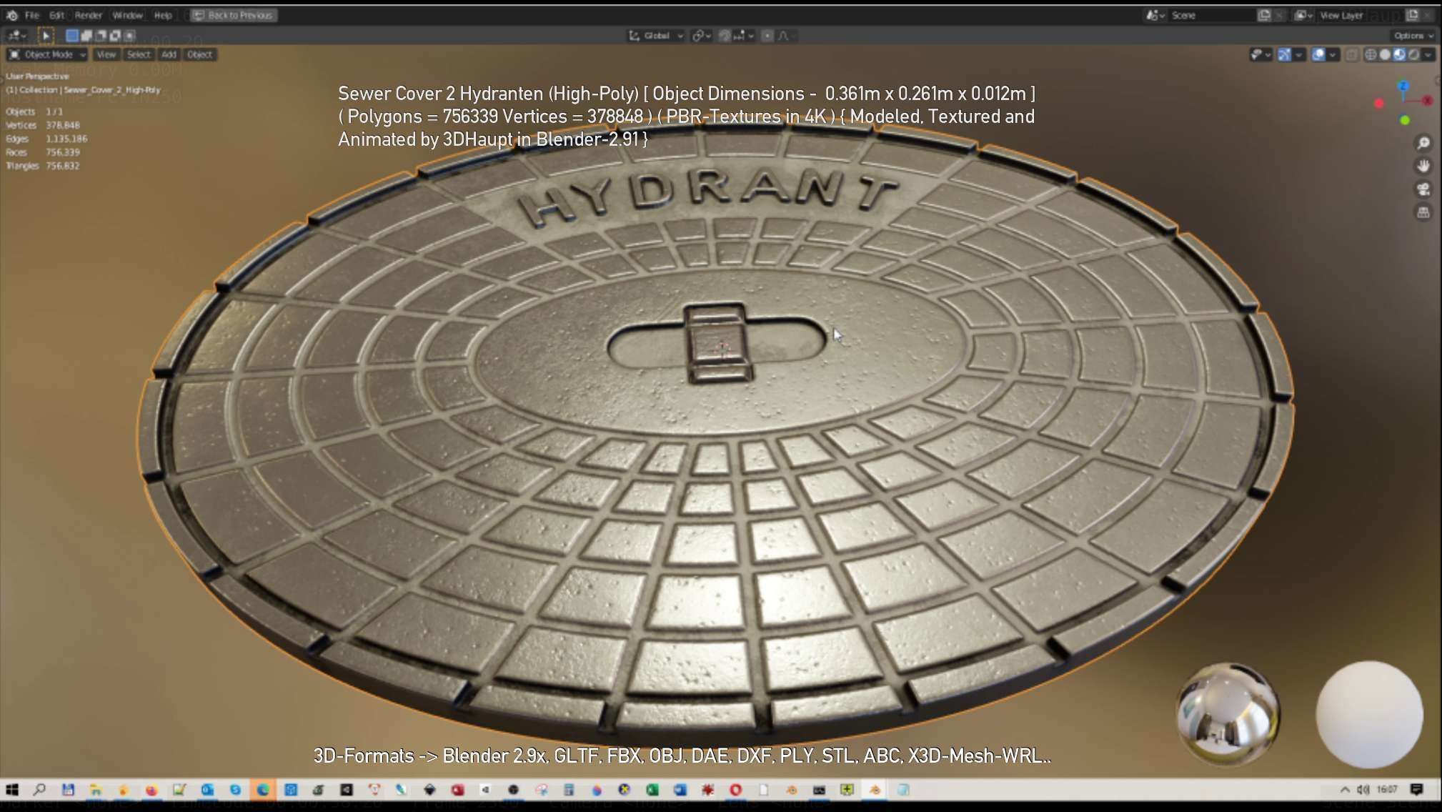 Sewer Cover 2 Hydranten High-Poly 3D model_53