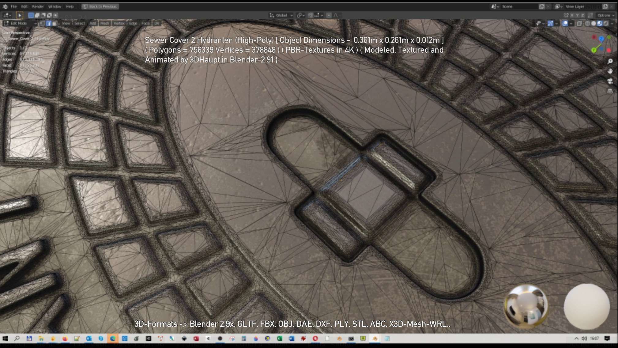 Sewer Cover 2 Hydranten High-Poly 3D model_60