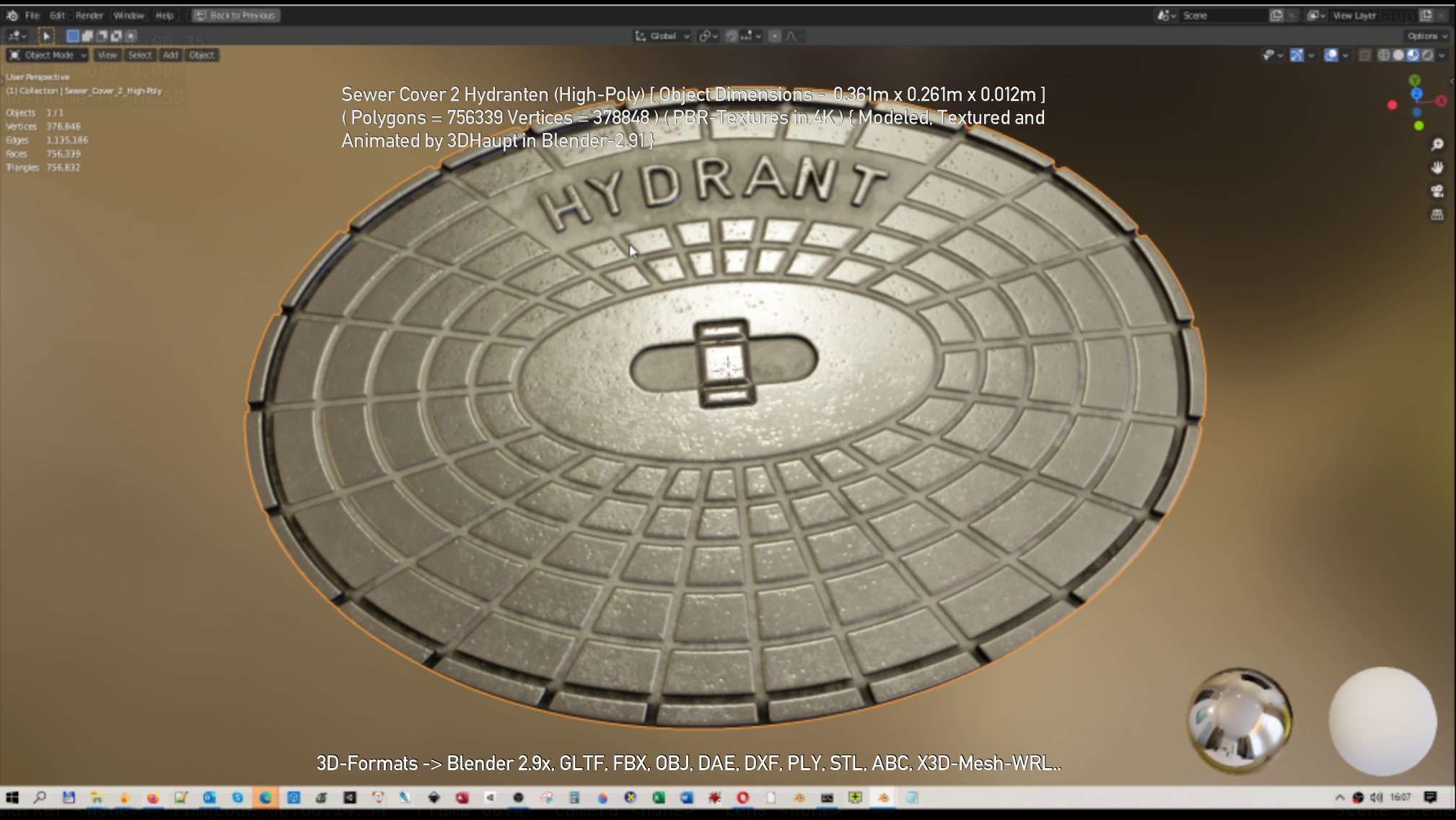 Sewer Cover 2 Hydranten High-Poly 3D model_51