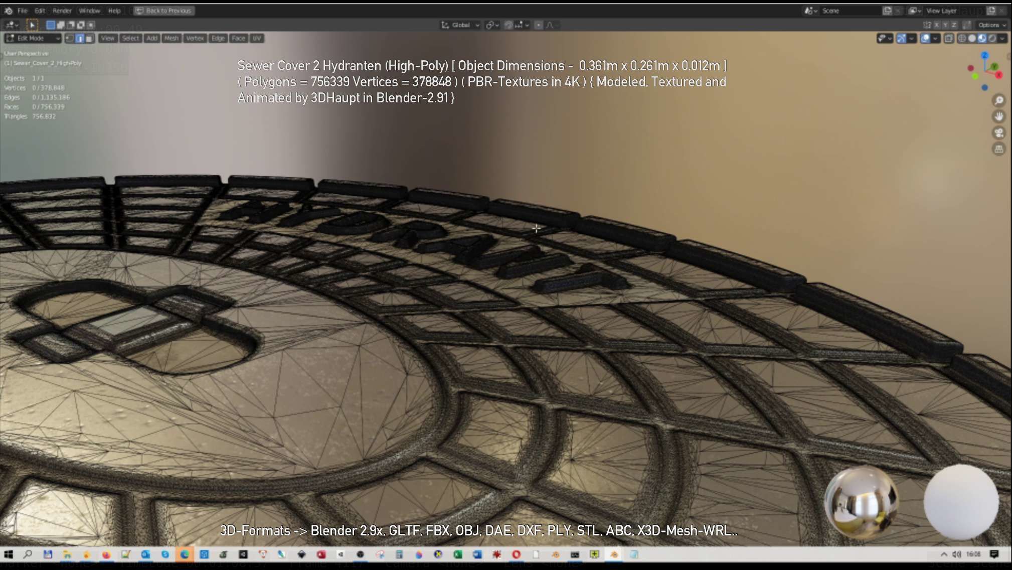 Sewer Cover 2 Hydranten High-Poly 3D model_39