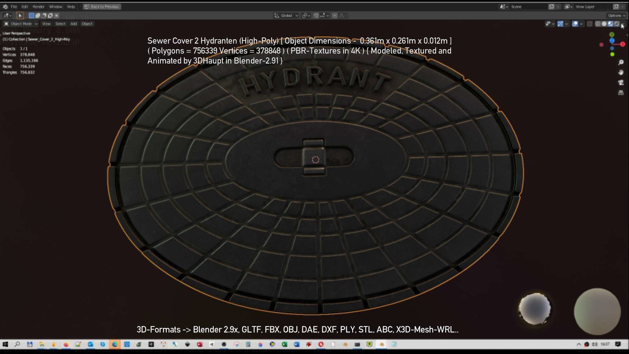 Sewer Cover 2 Hydranten High-Poly 3D model_125