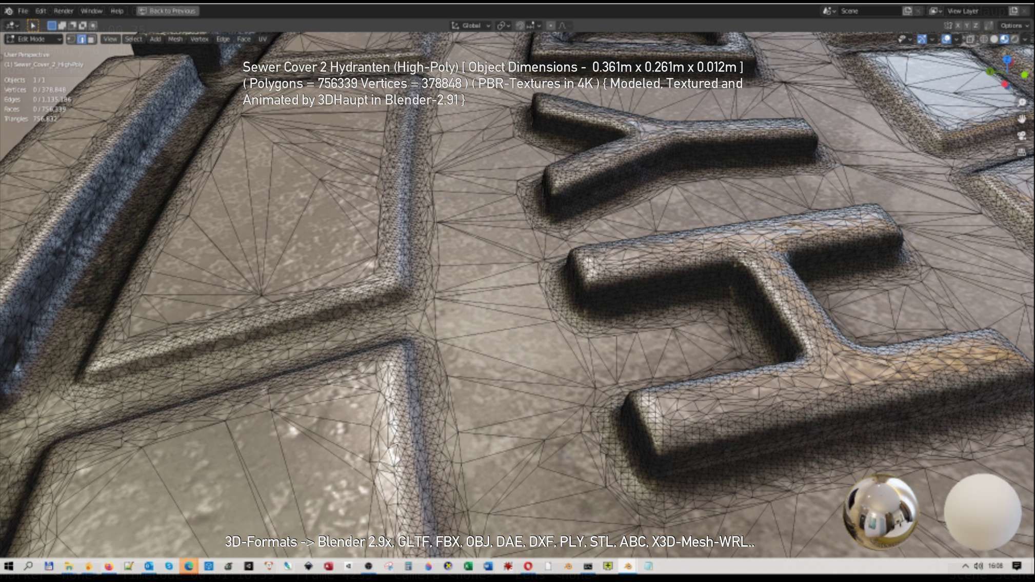Sewer Cover 2 Hydranten High-Poly 3D model_66