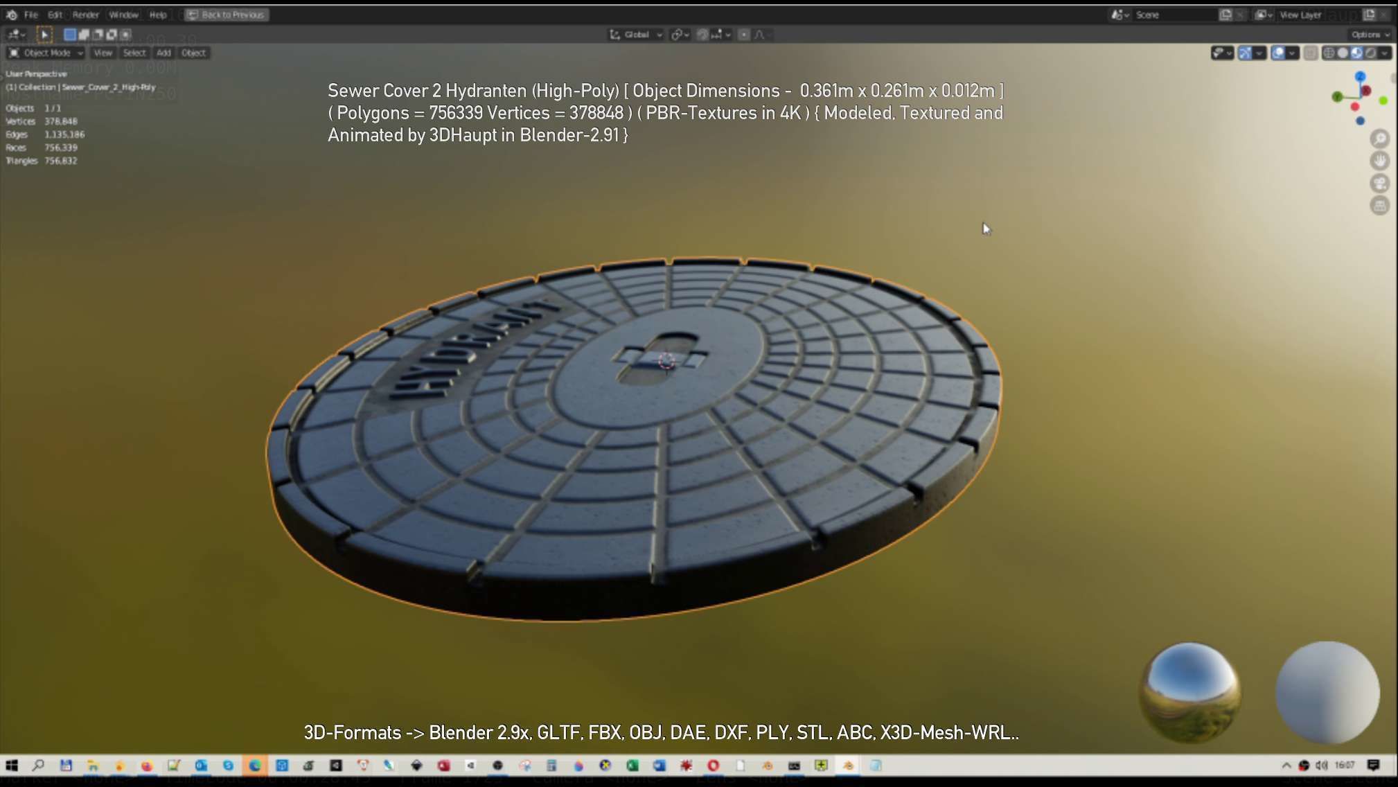 Sewer Cover 2 Hydranten High-Poly 3D model_90