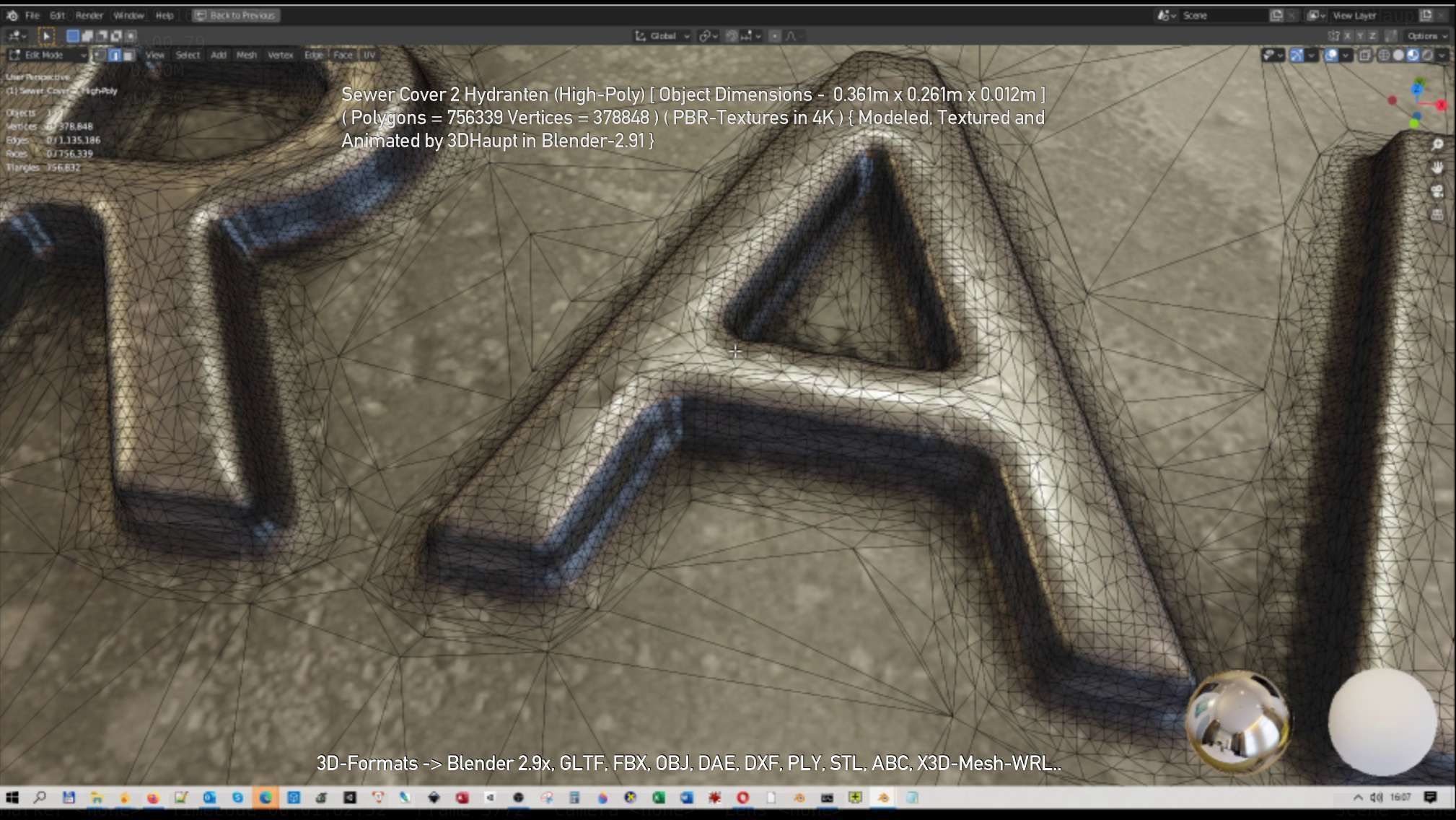 Sewer Cover 2 Hydranten High-Poly 3D model_10