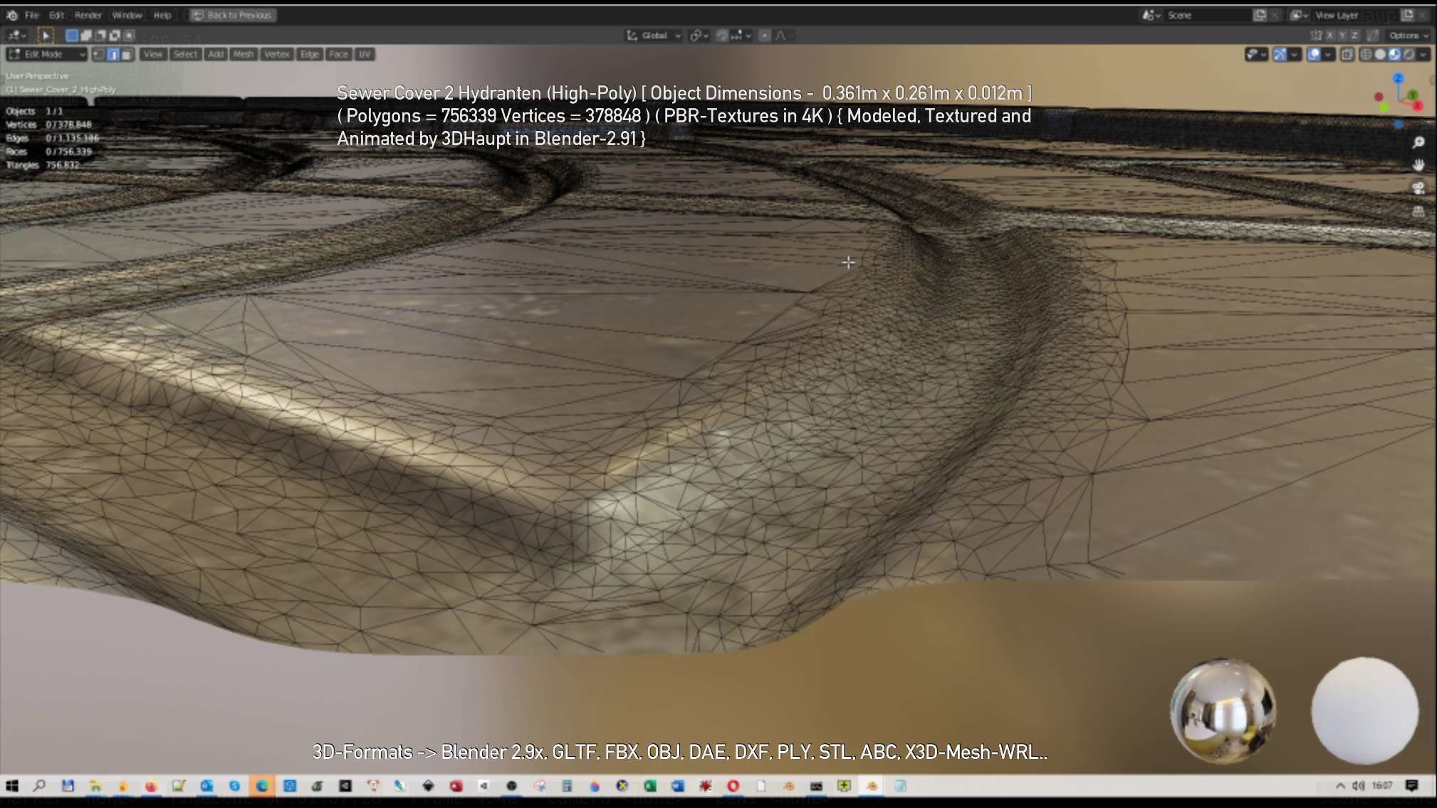 Sewer Cover 2 Hydranten High-Poly 3D model_65