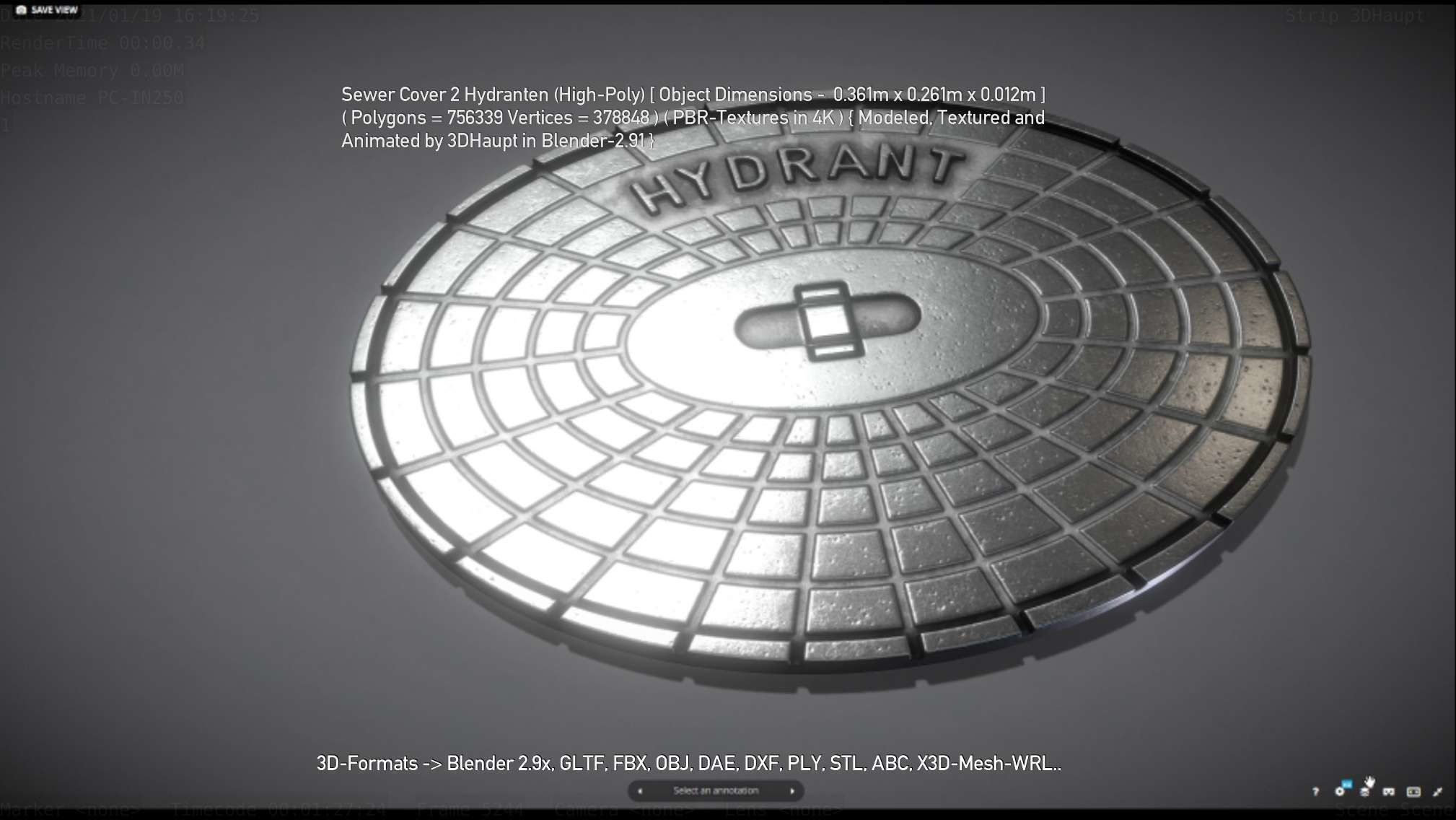 Sewer Cover 2 Hydranten High-Poly 3D model_108