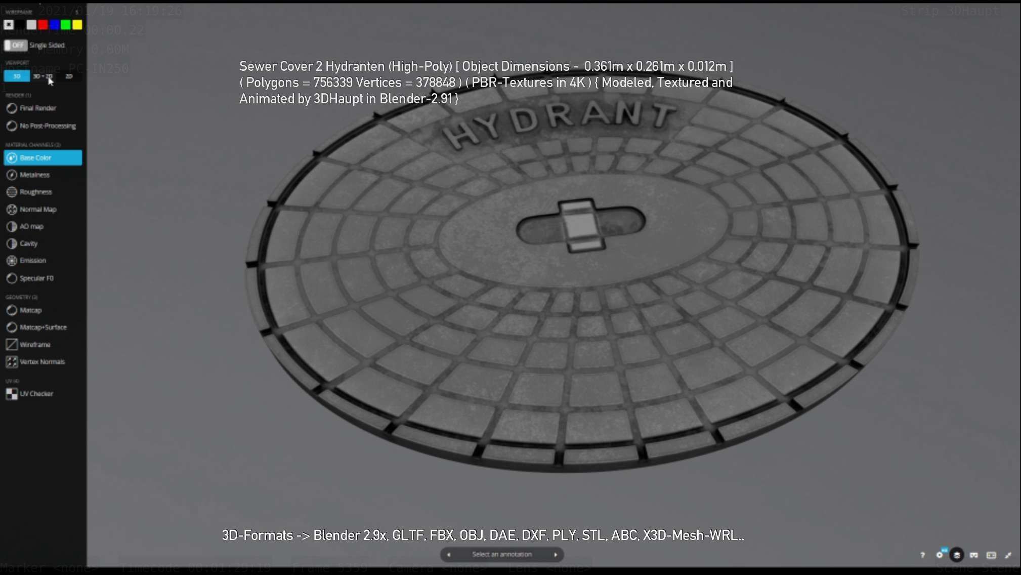 Sewer Cover 2 Hydranten High-Poly 3D model_75