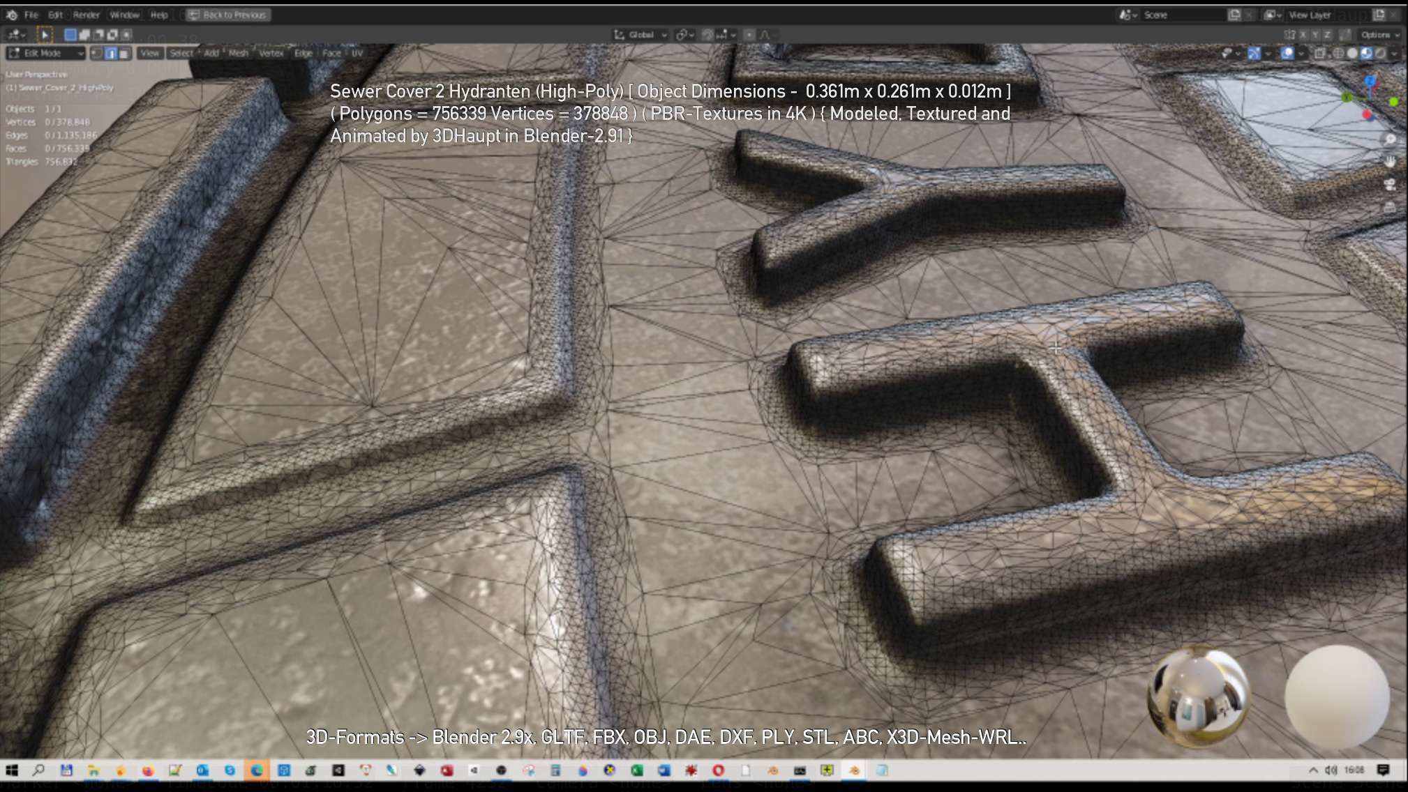 Sewer Cover 2 Hydranten High-Poly 3D model_40