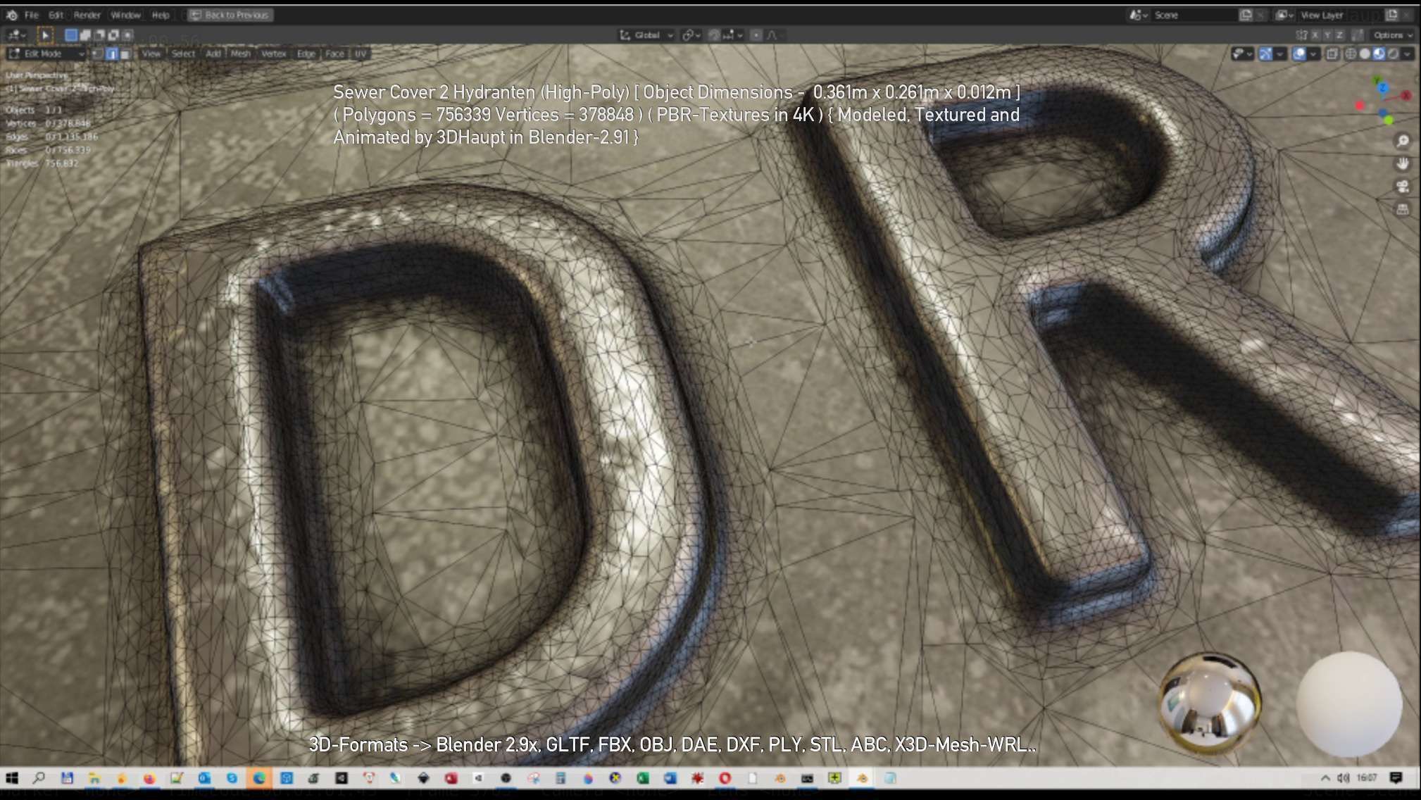 Sewer Cover 2 Hydranten High-Poly 3D model_98