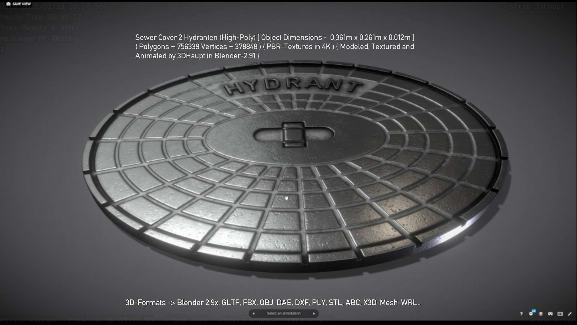 Sewer Cover 2 Hydranten High-Poly 3D model_101