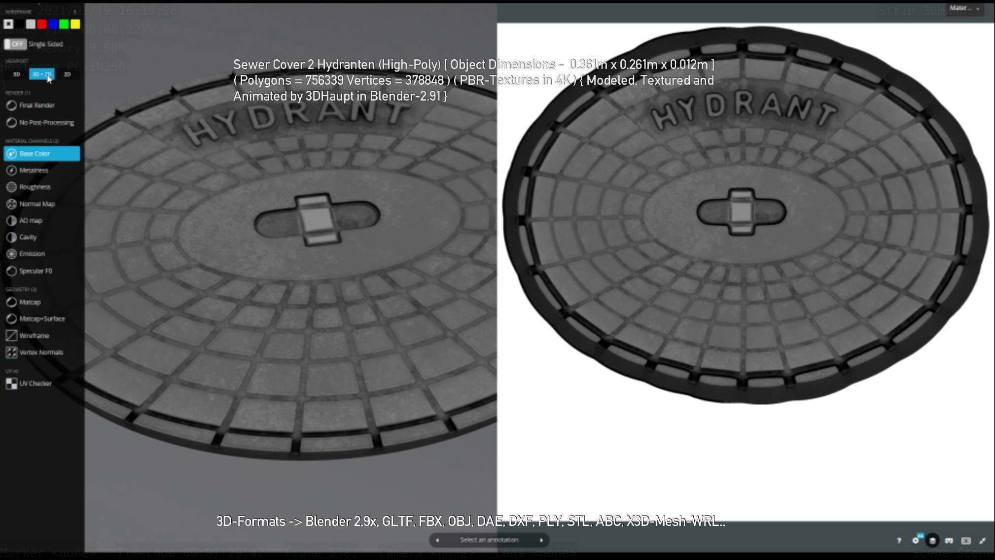 Sewer Cover 2 Hydranten High-Poly 3D model_45