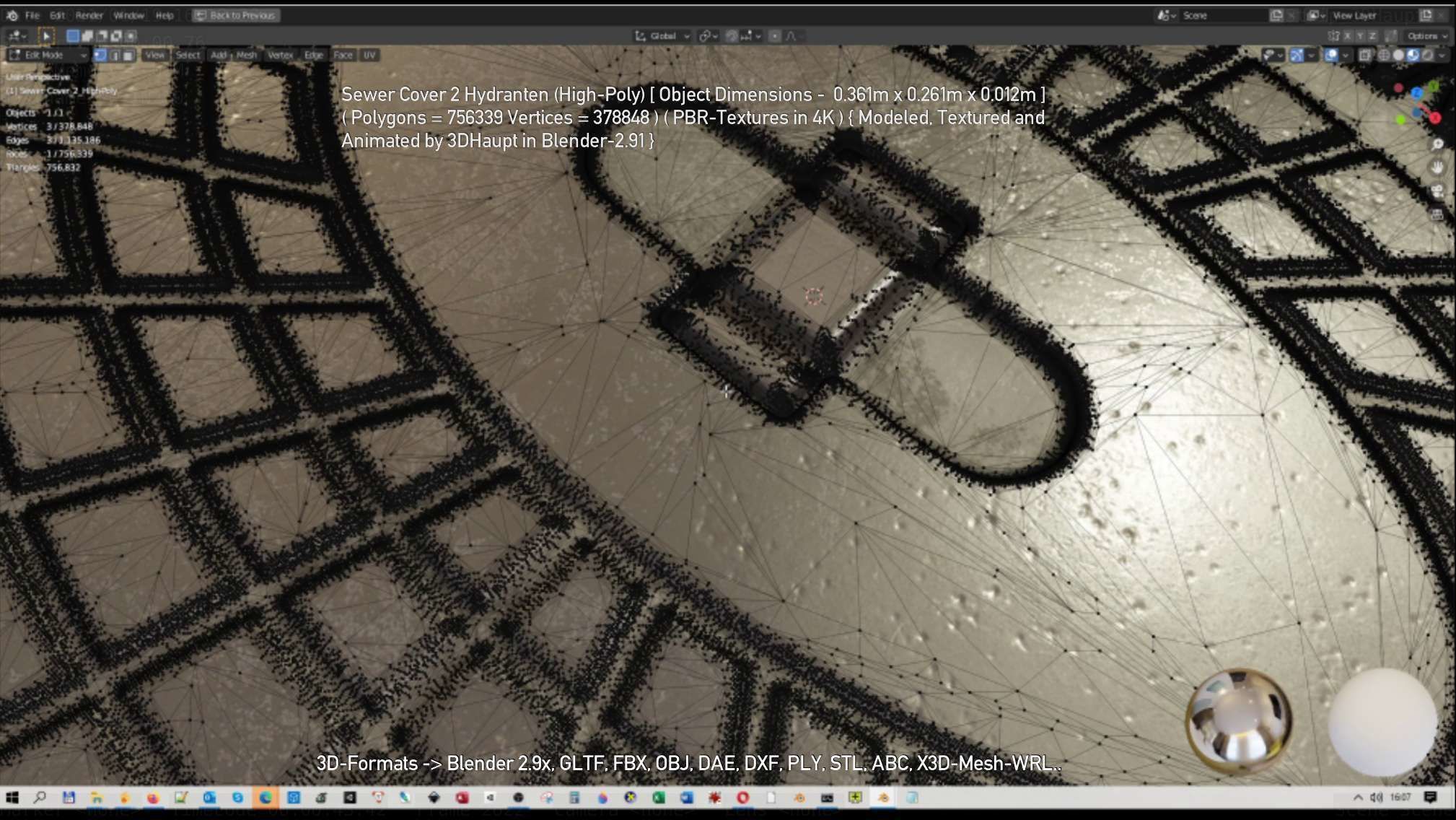 Sewer Cover 2 Hydranten High-Poly 3D model_28