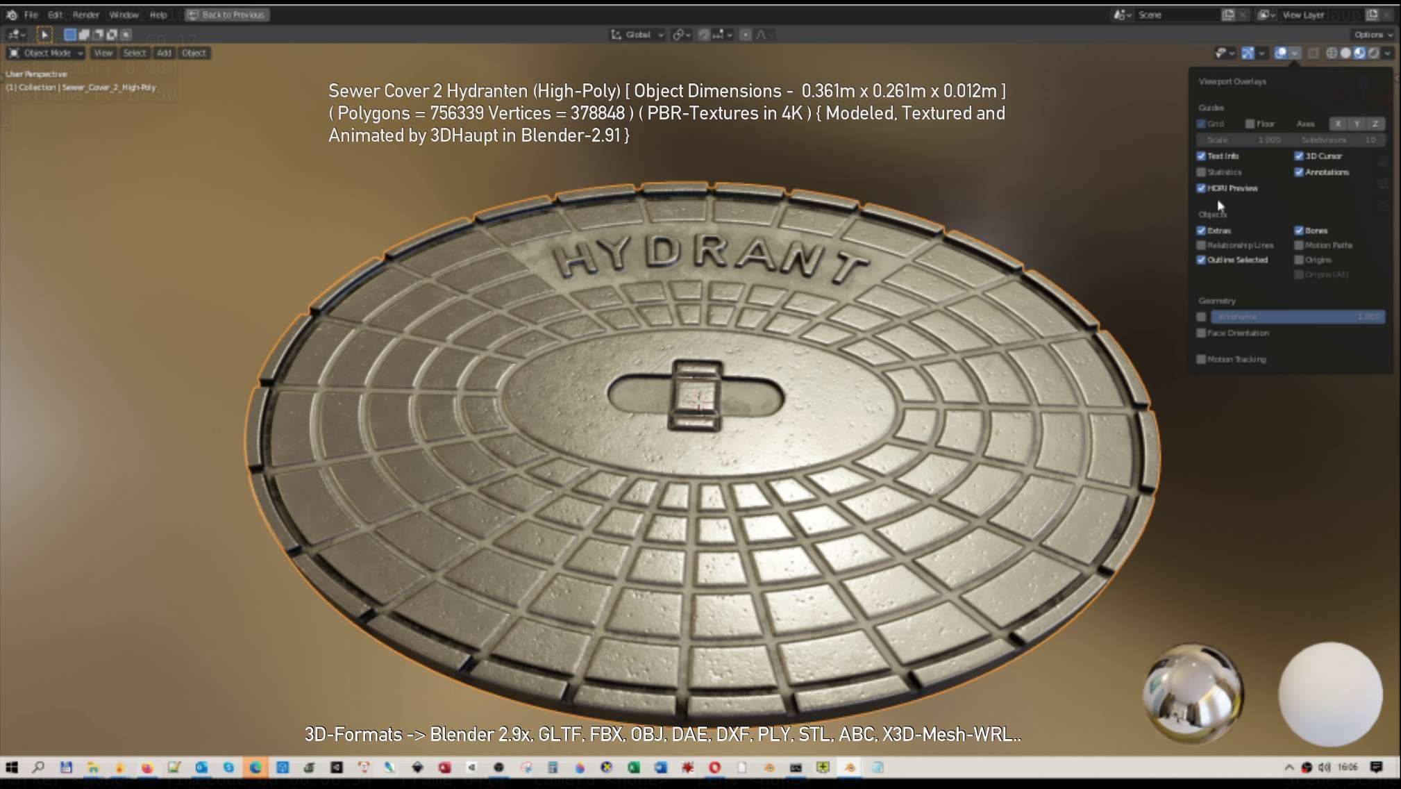 Sewer Cover 2 Hydranten High-Poly 3D model_116