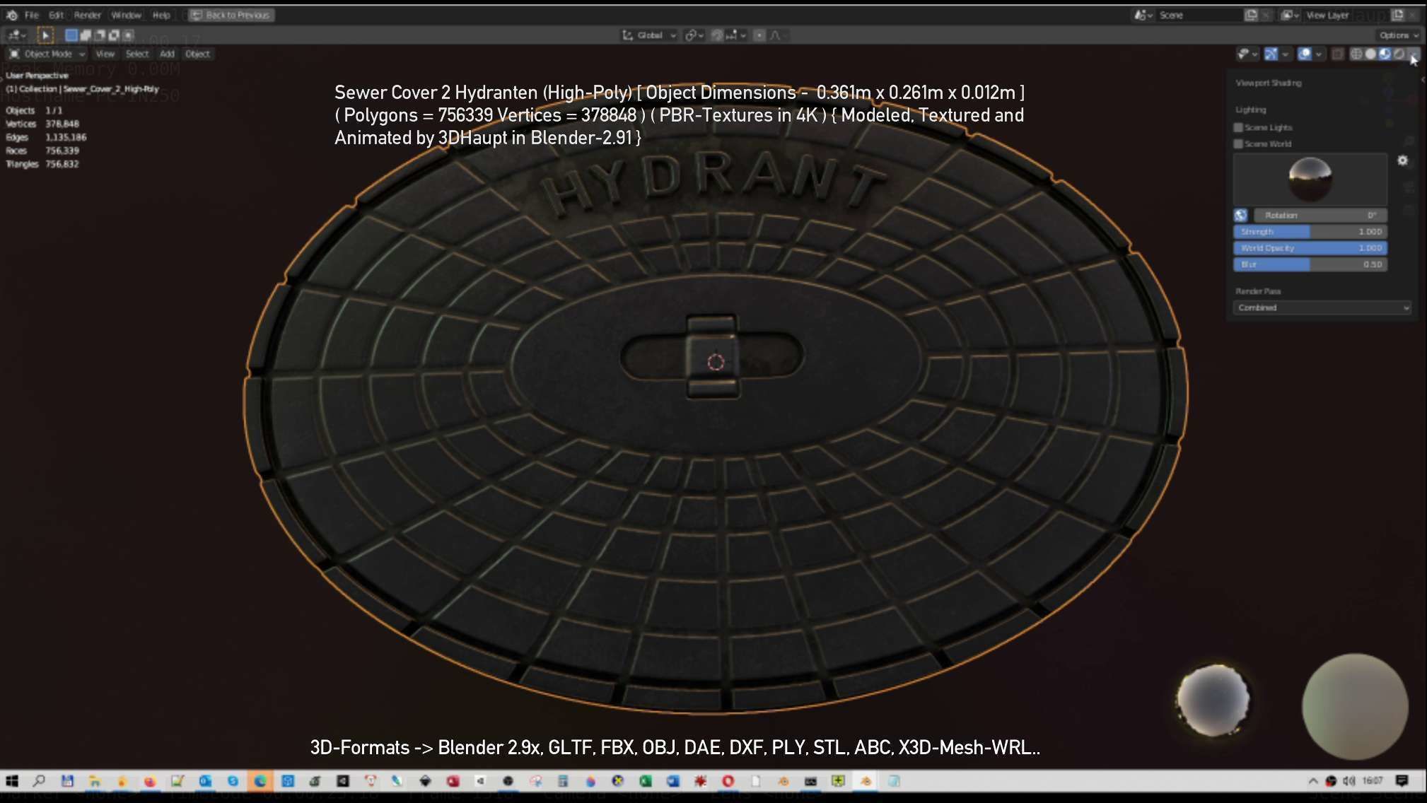 Sewer Cover 2 Hydranten High-Poly 3D model_113