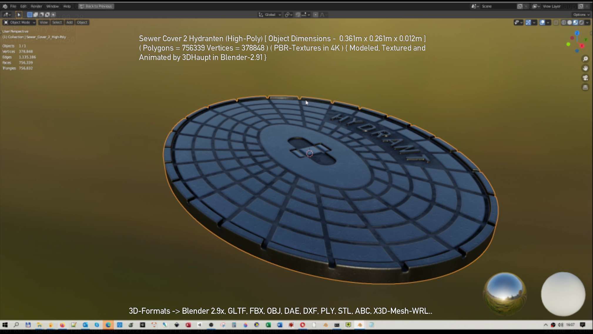 Sewer Cover 2 Hydranten High-Poly 3D model_119