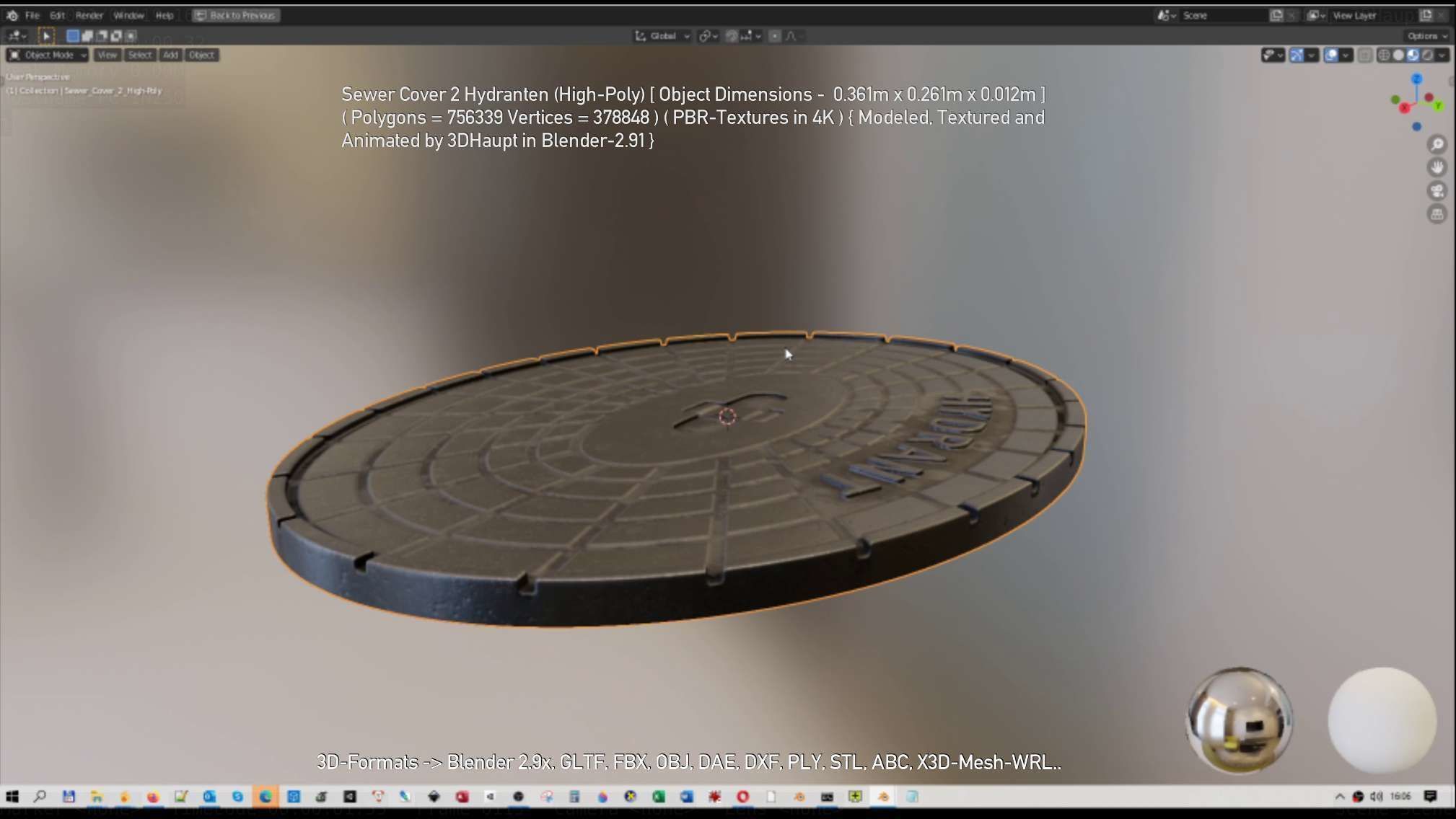 Sewer Cover 2 Hydranten High-Poly 3D model_138