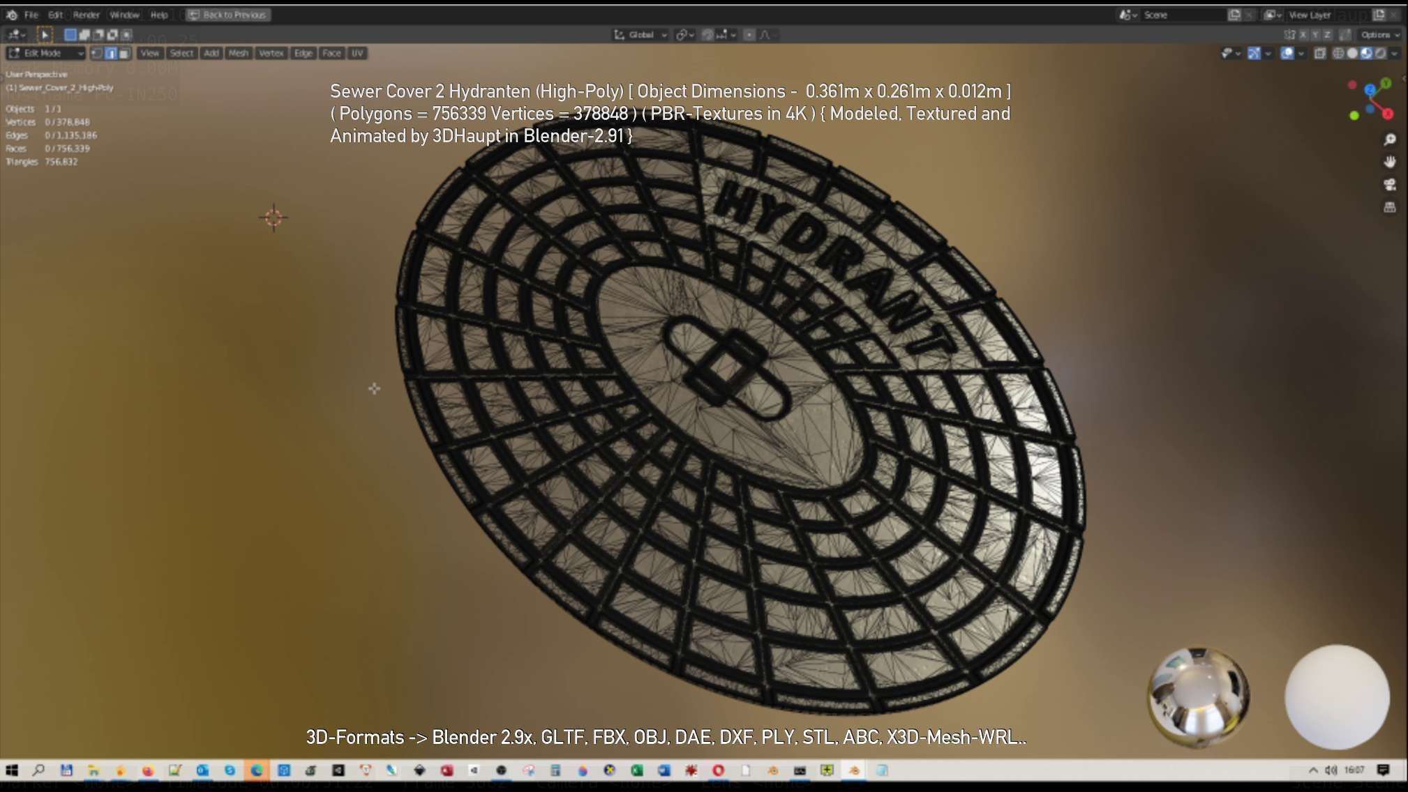 Sewer Cover 2 Hydranten High-Poly 3D model_58