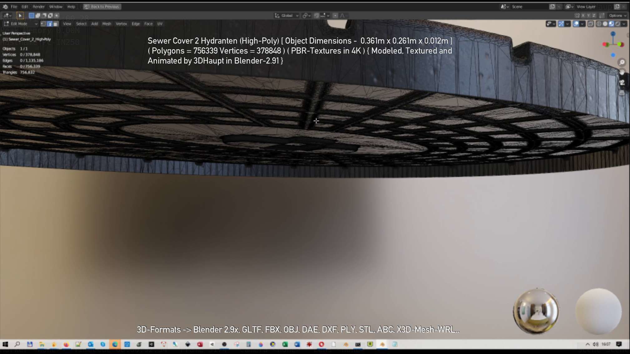 Sewer Cover 2 Hydranten High-Poly 3D model_145