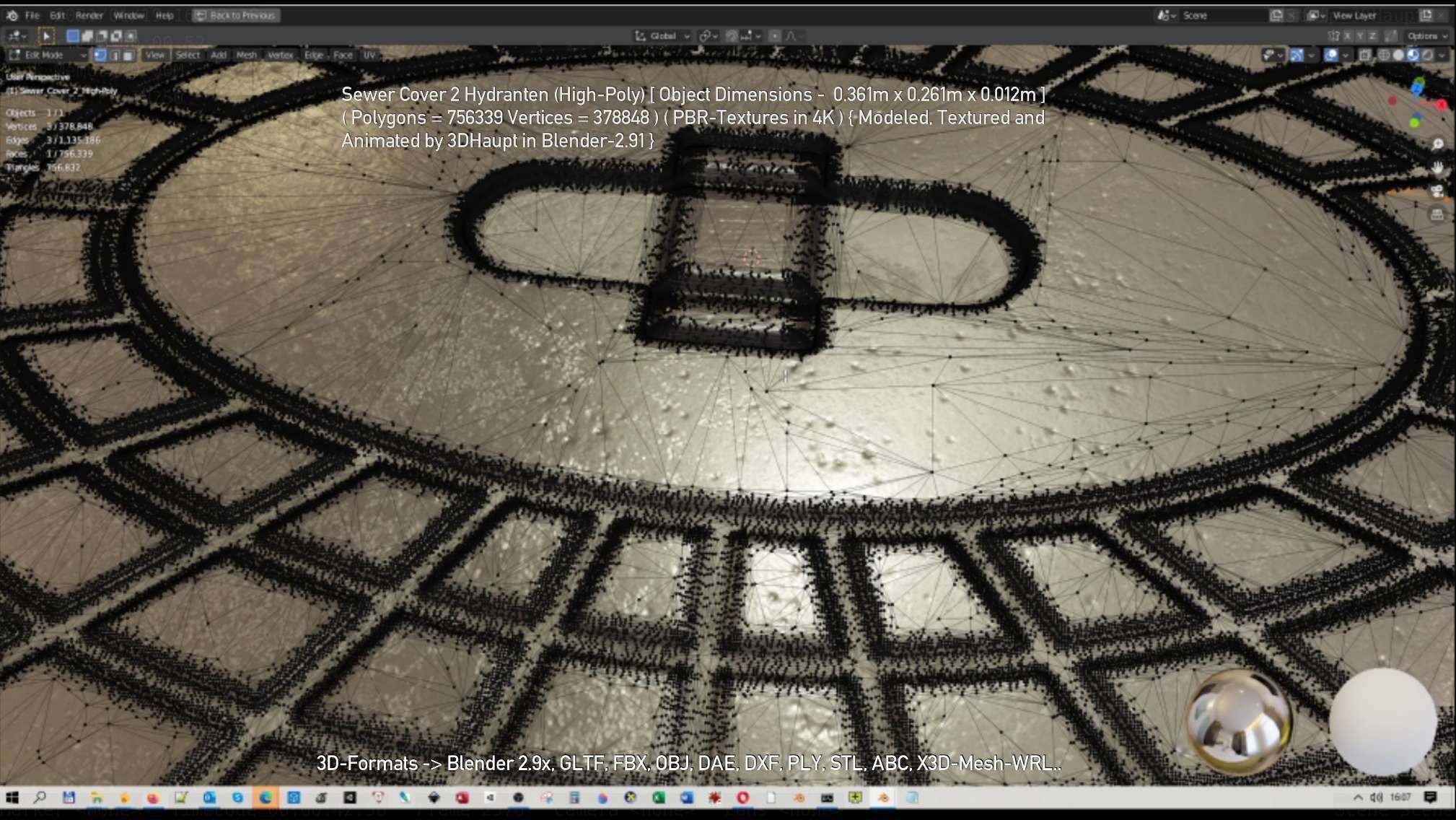 Sewer Cover 2 Hydranten High-Poly 3D model_31