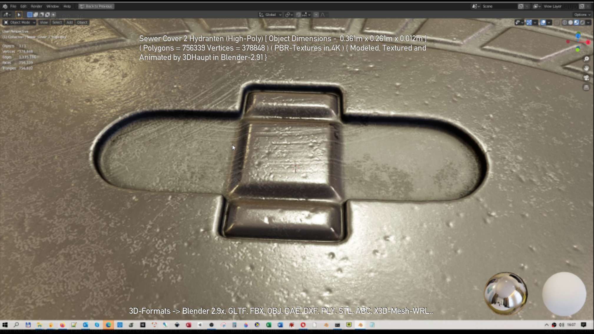 Sewer Cover 2 Hydranten High-Poly 3D model_117