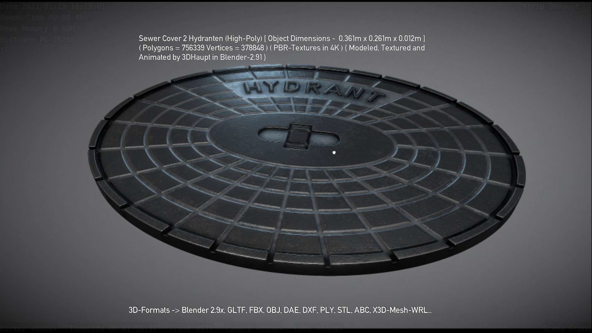 Sewer Cover 2 Hydranten High-Poly 3D model_102