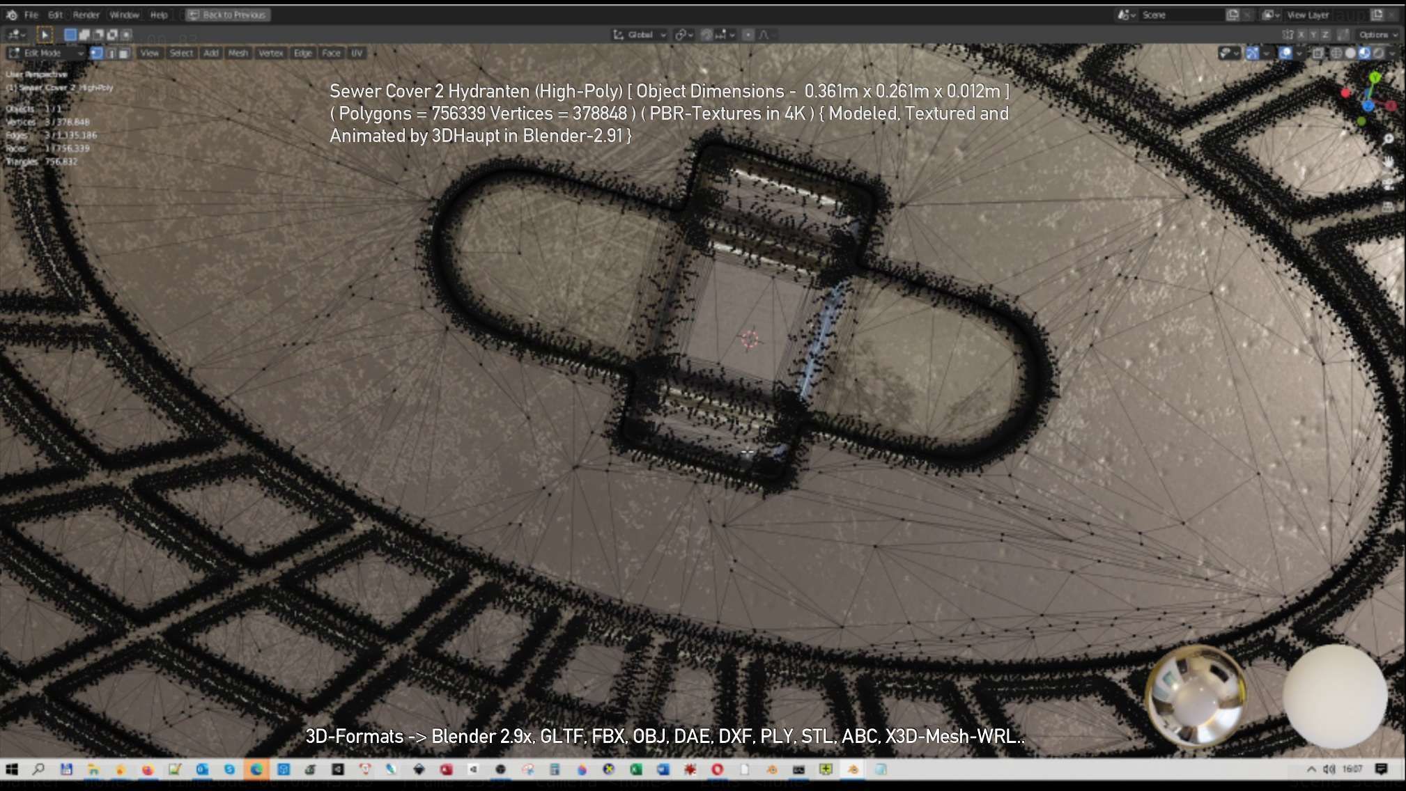 Sewer Cover 2 Hydranten High-Poly 3D model_124