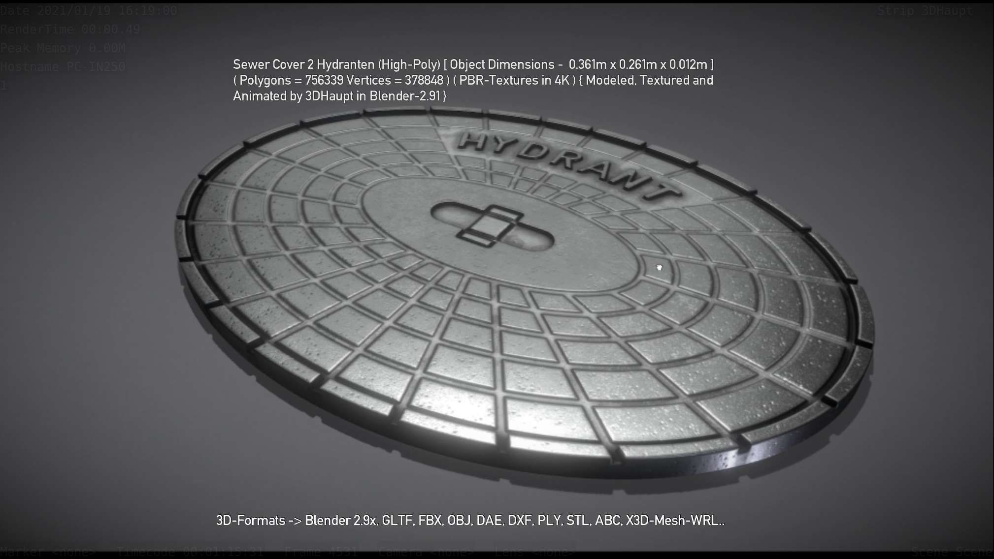 Sewer Cover 2 Hydranten High-Poly 3D model_68