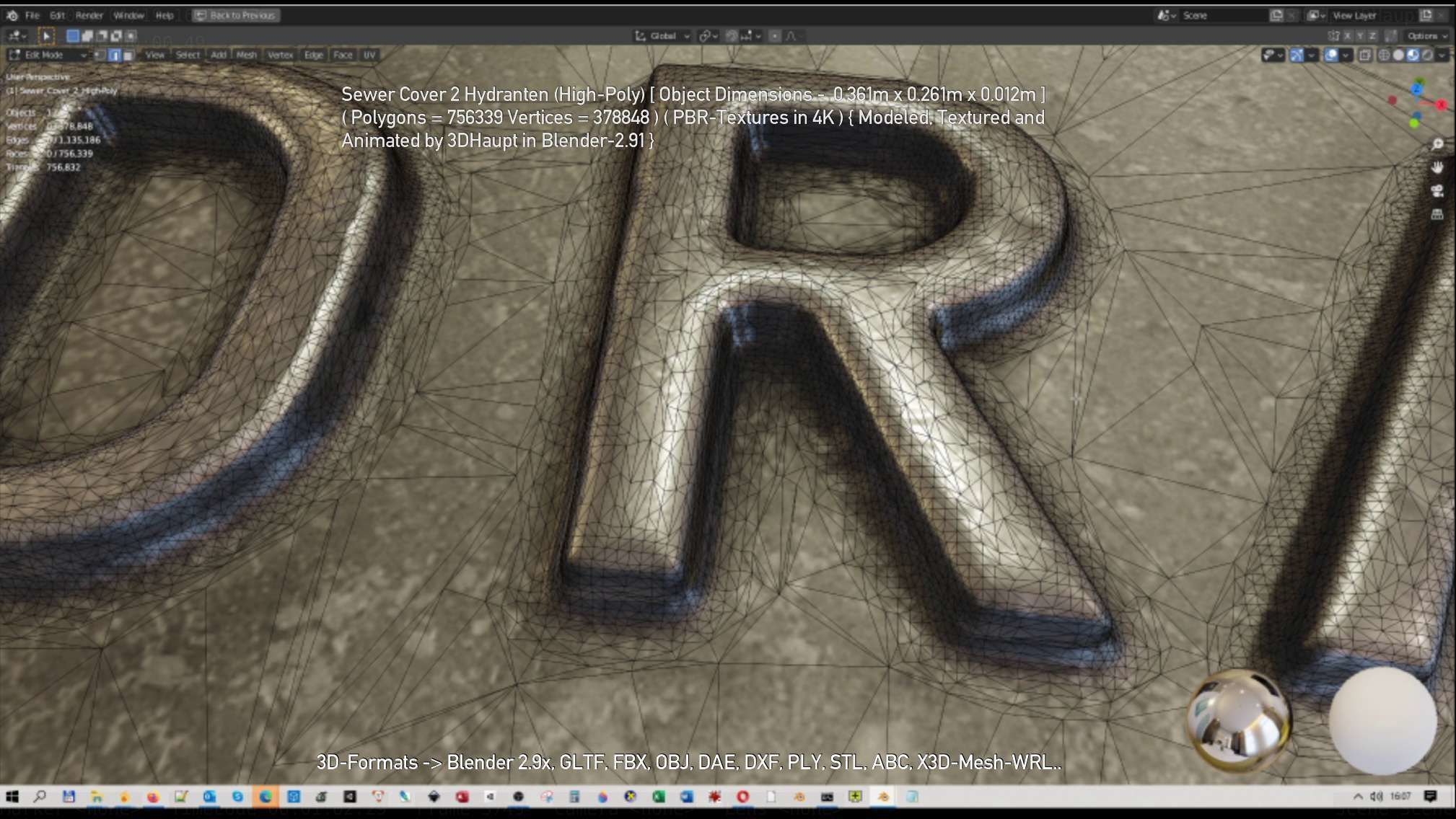 Sewer Cover 2 Hydranten High-Poly 3D model_146