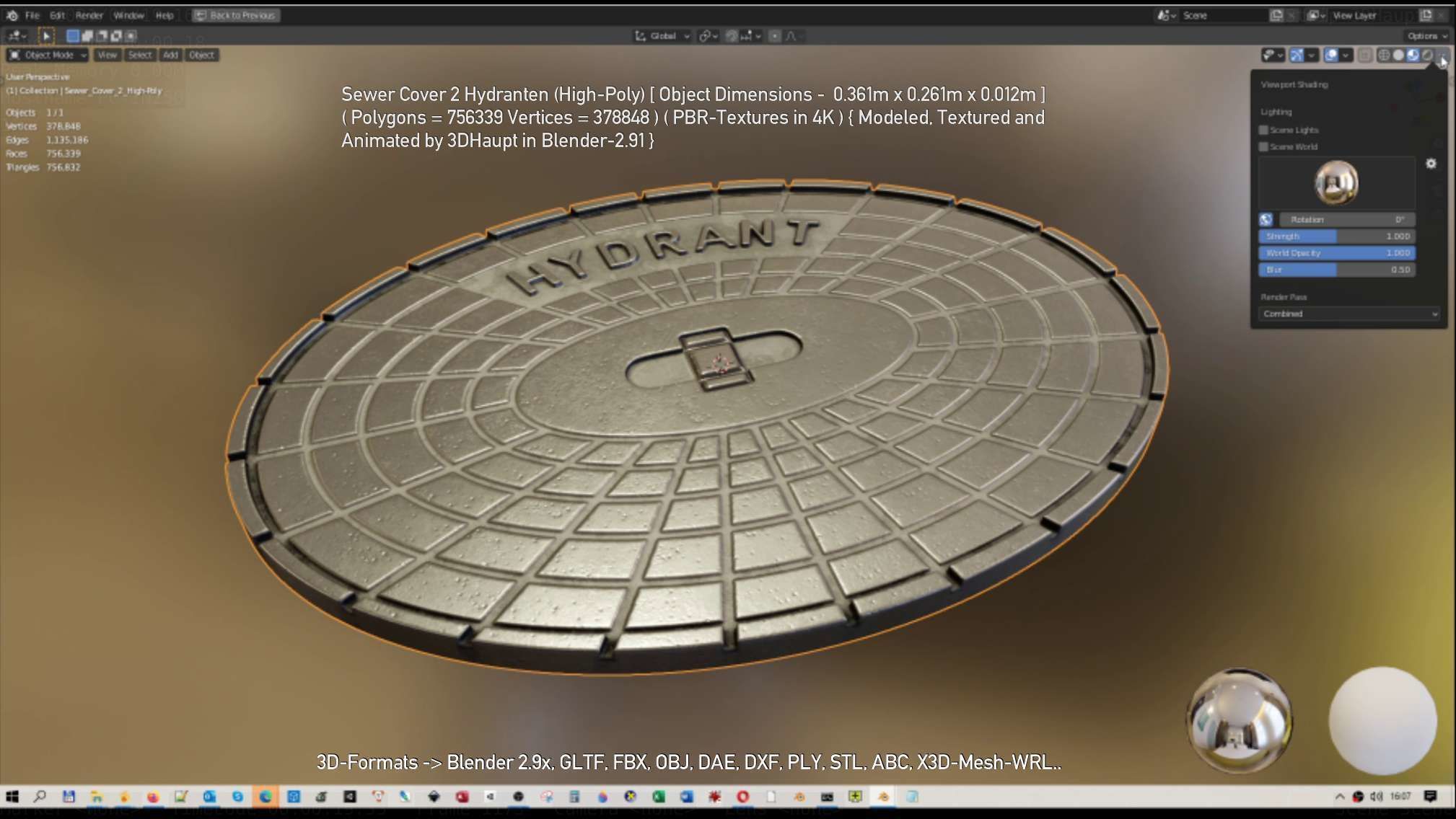 Sewer Cover 2 Hydranten High-Poly 3D model_73