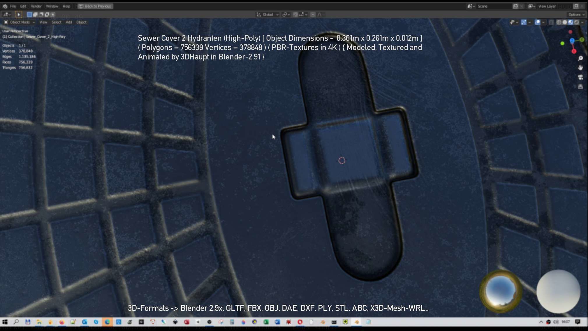 Sewer Cover 2 Hydranten High-Poly 3D model_120