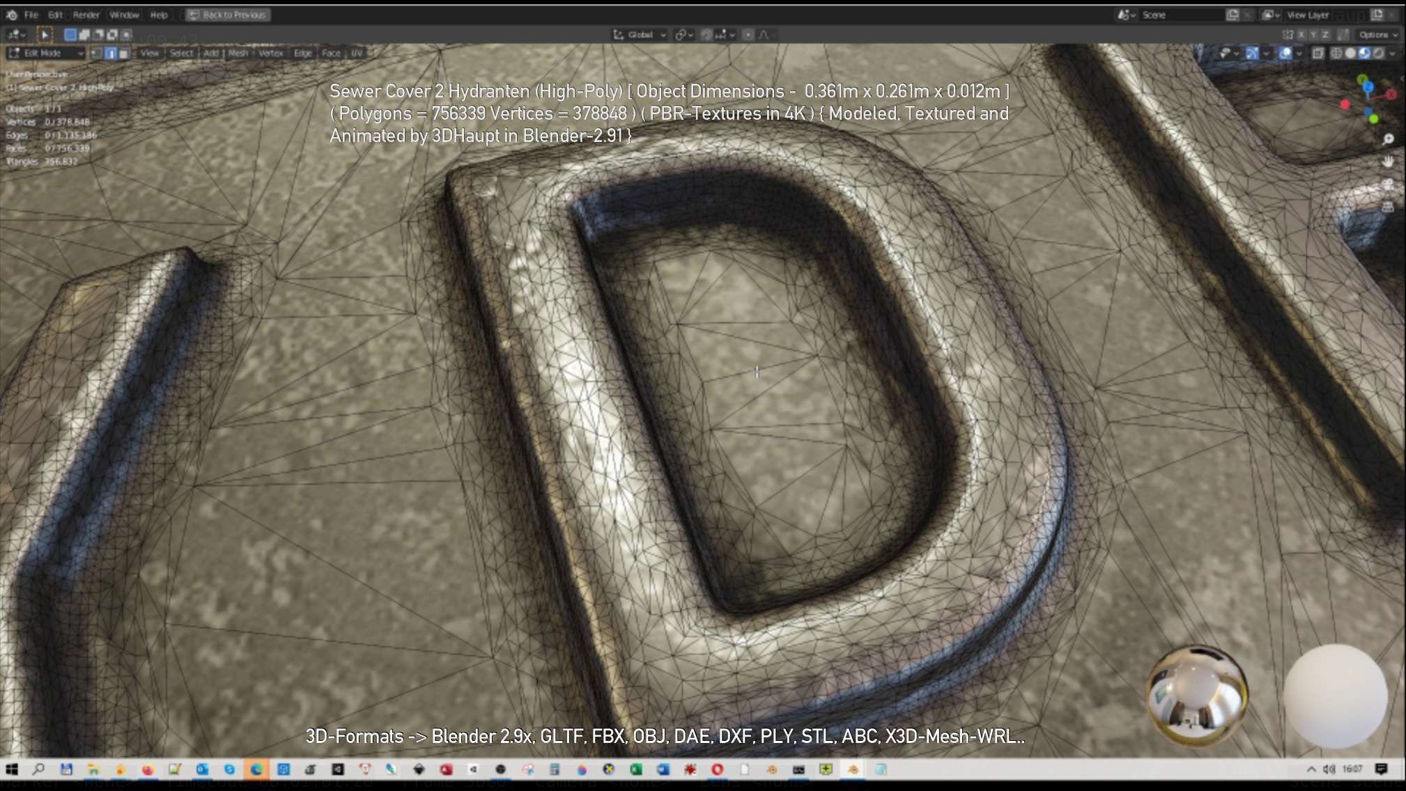 Sewer Cover 2 Hydranten High-Poly 3D model_17