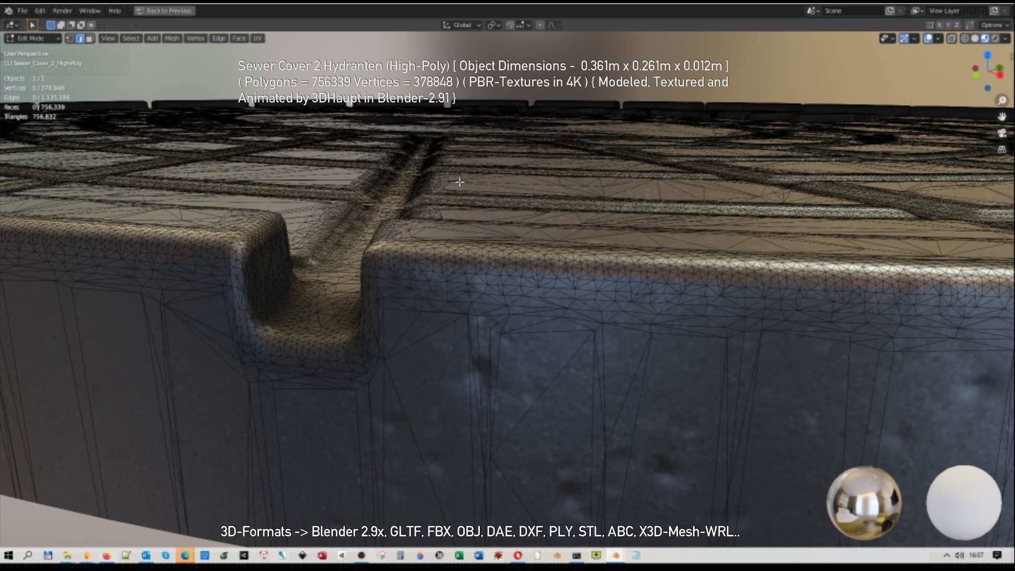 Sewer Cover 2 Hydranten High-Poly 3D model_96