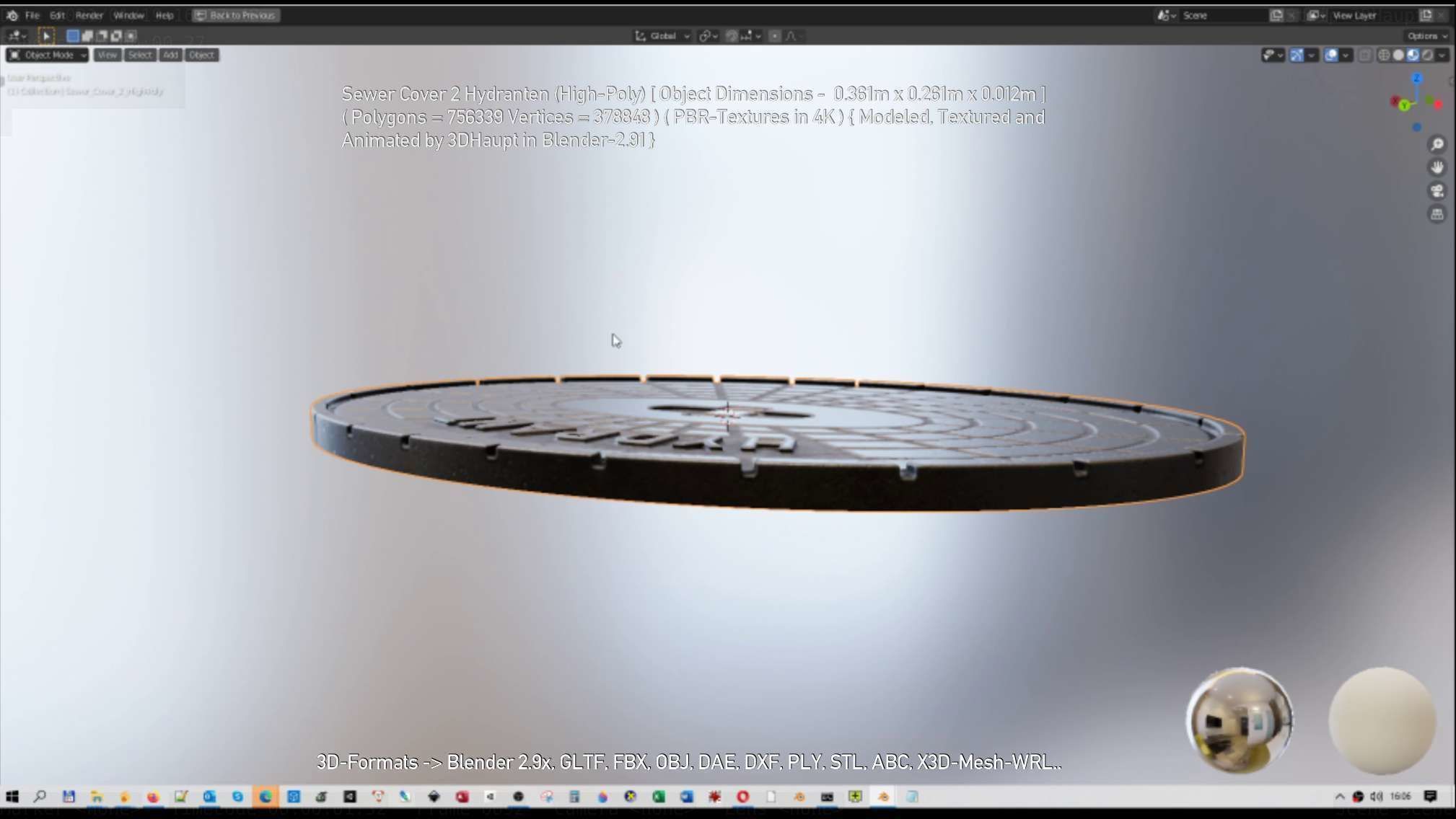 Sewer Cover 2 Hydranten High-Poly 3D model_83