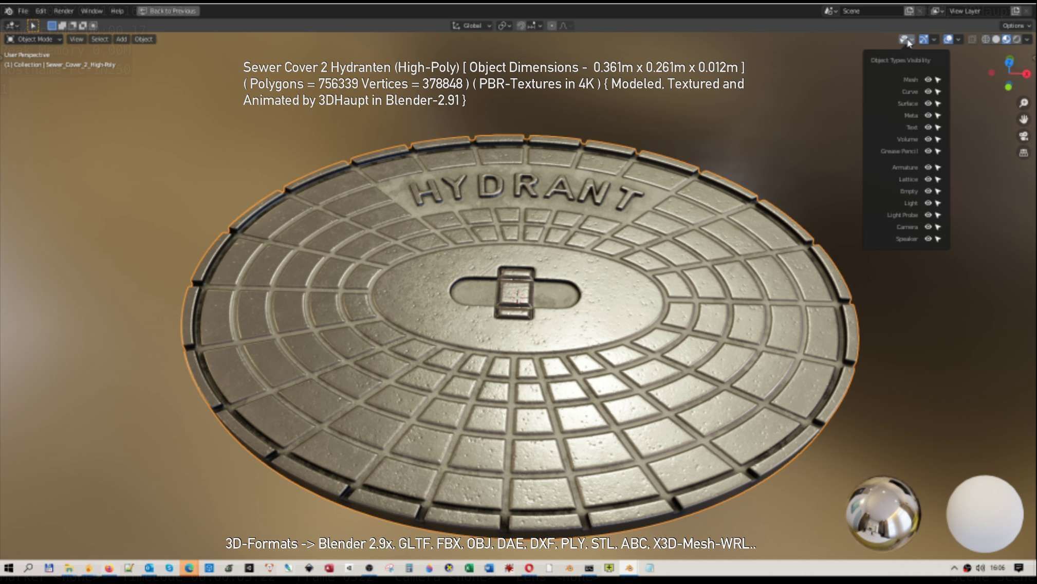 Sewer Cover 2 Hydranten High-Poly 3D model_15