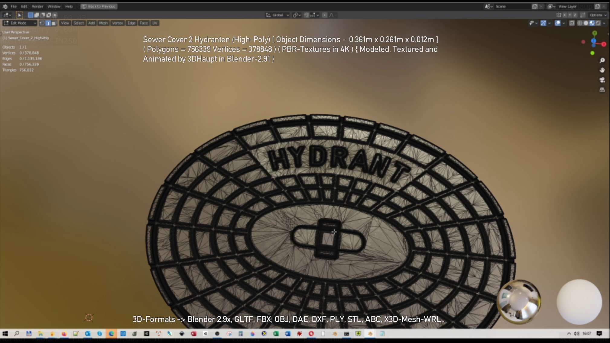 Sewer Cover 2 Hydranten High-Poly 3D model_97