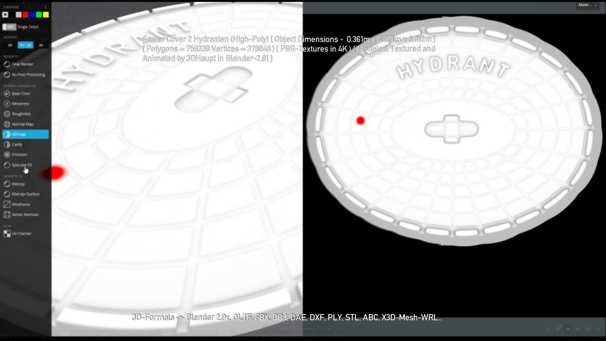 Sewer Cover 2 Hydranten High-Poly 3D model_81