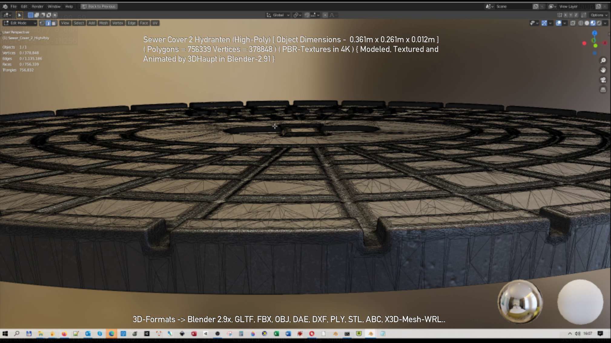 Sewer Cover 2 Hydranten High-Poly 3D model_30