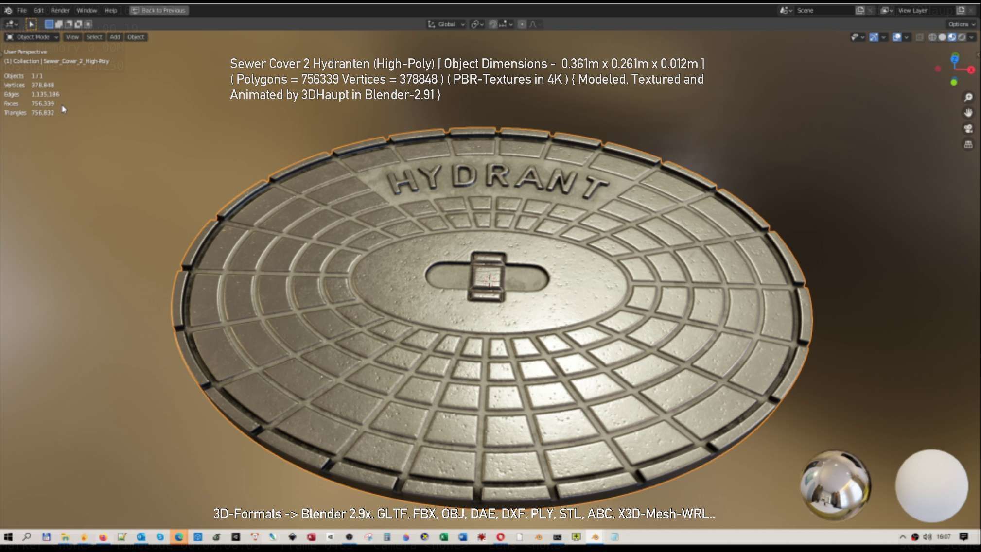Sewer Cover 2 Hydranten High-Poly 3D model_86