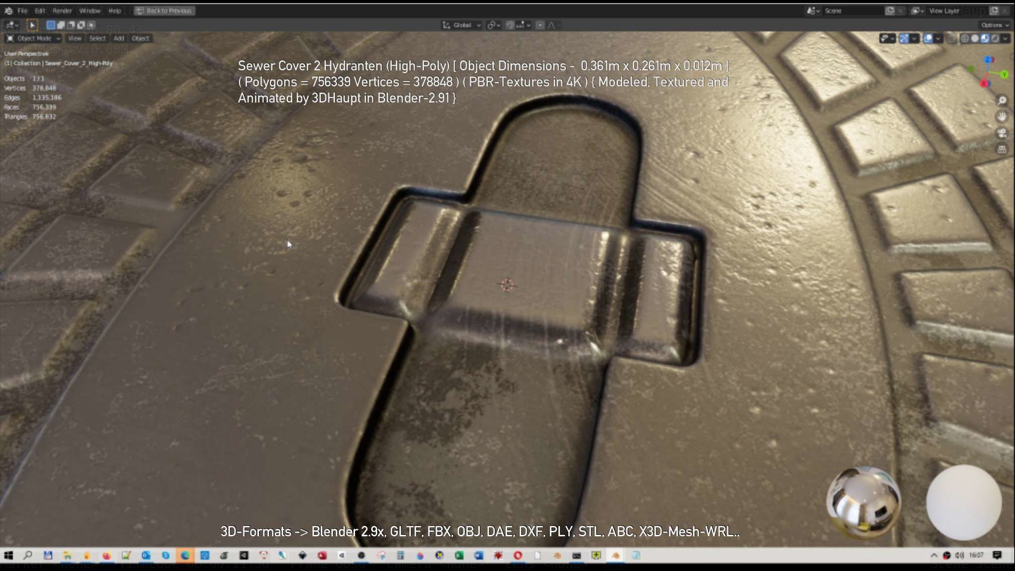 Sewer Cover 2 Hydranten High-Poly 3D model_87