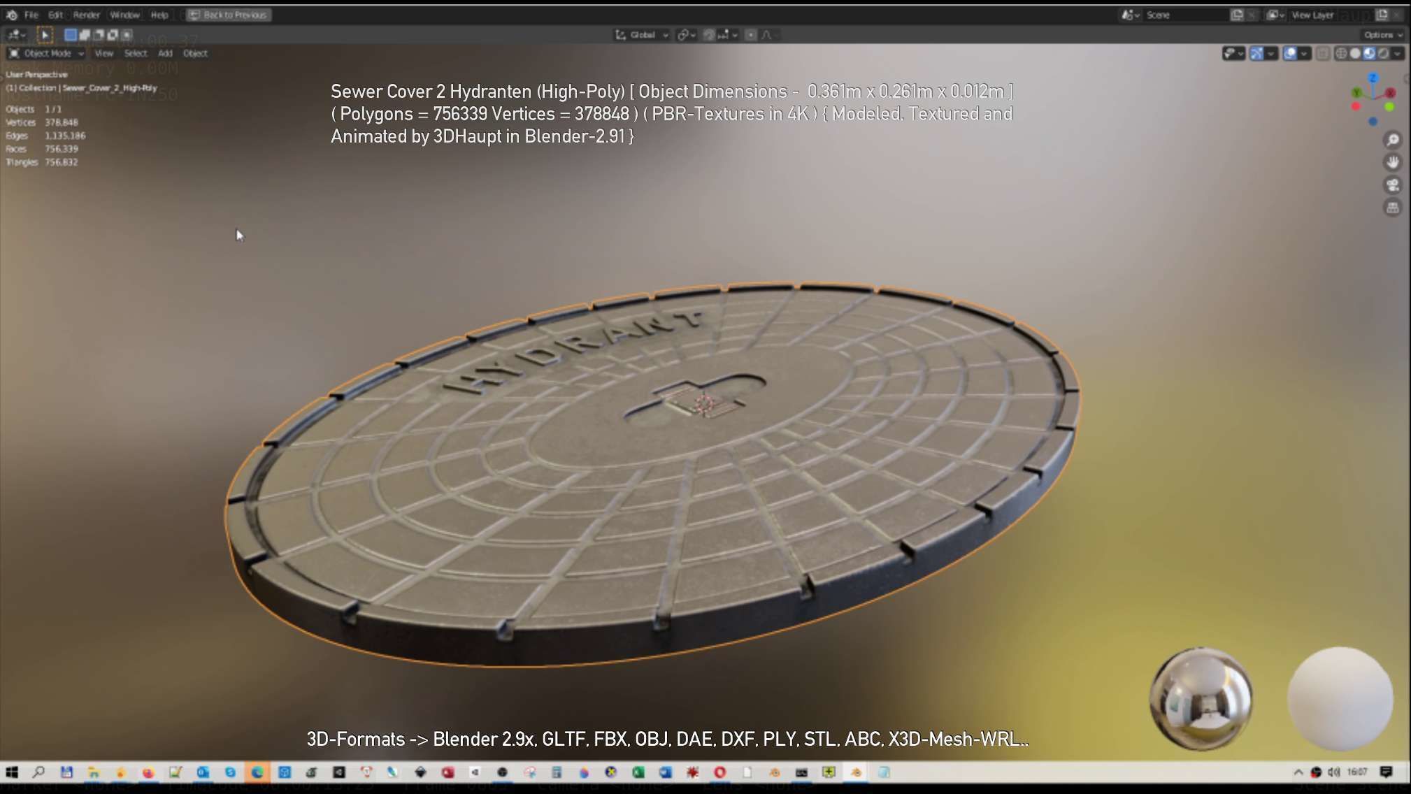 Sewer Cover 2 Hydranten High-Poly 3D model_141