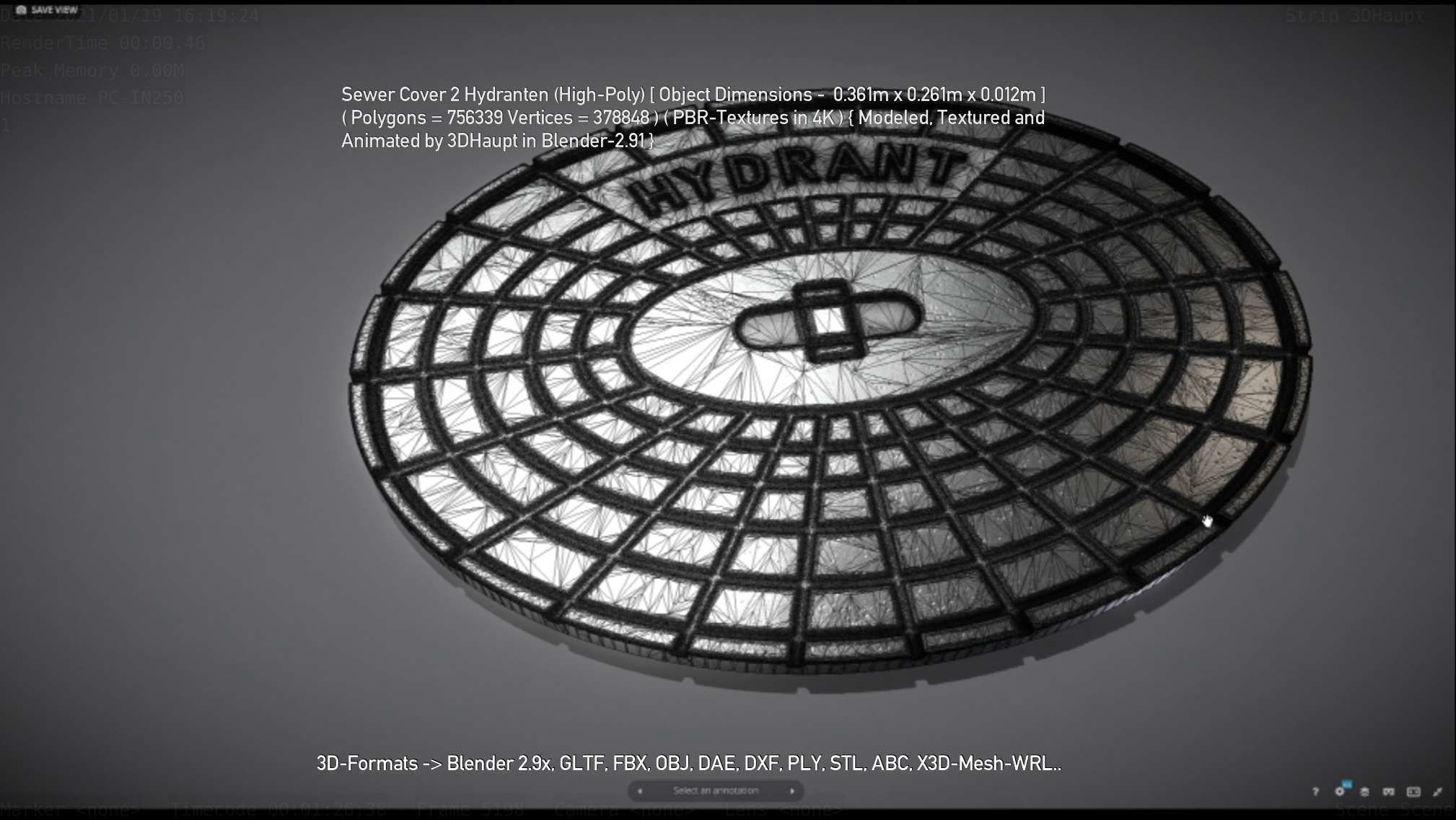 Sewer Cover 2 Hydranten High-Poly 3D model_74