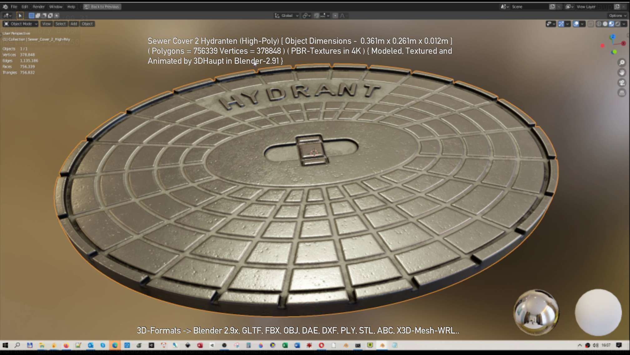 Sewer Cover 2 Hydranten High-Poly 3D model_118
